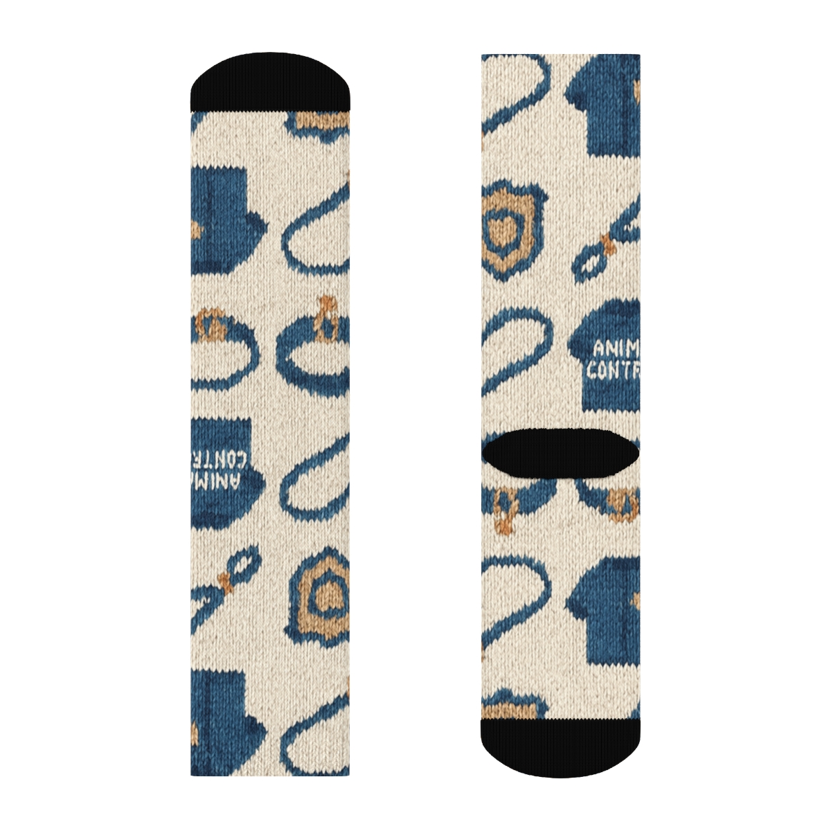 Knitted Patchwork Animal Control Officer Repeat personalized crew socks