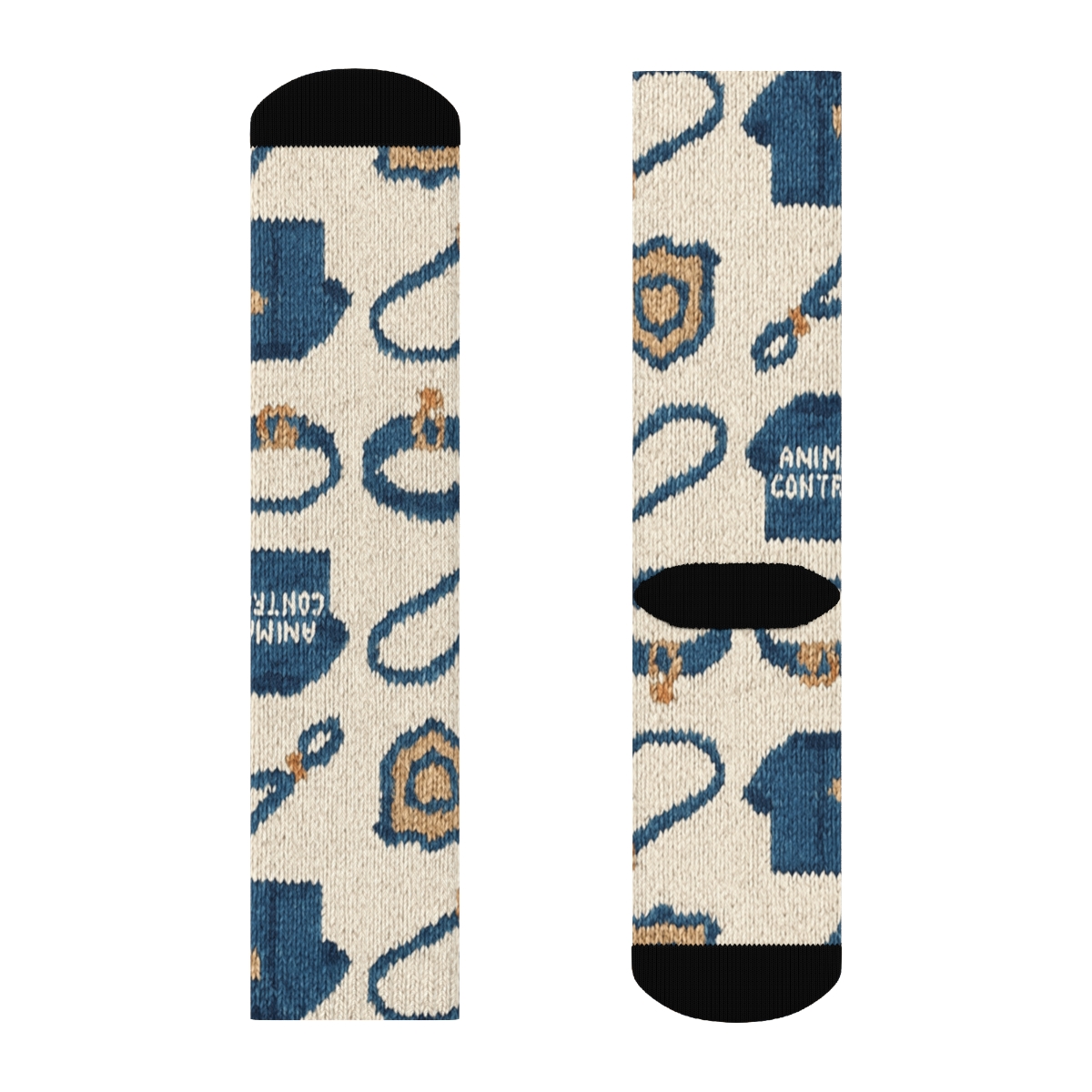 Knitted Patchwork Animal Control Officer Repeat personalized crew socks