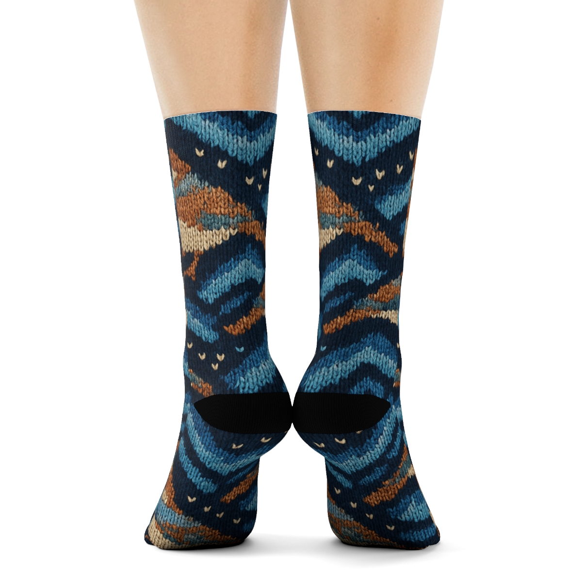 Knitted Pattern Illusion Bird Chevron stylish athletic crew socks