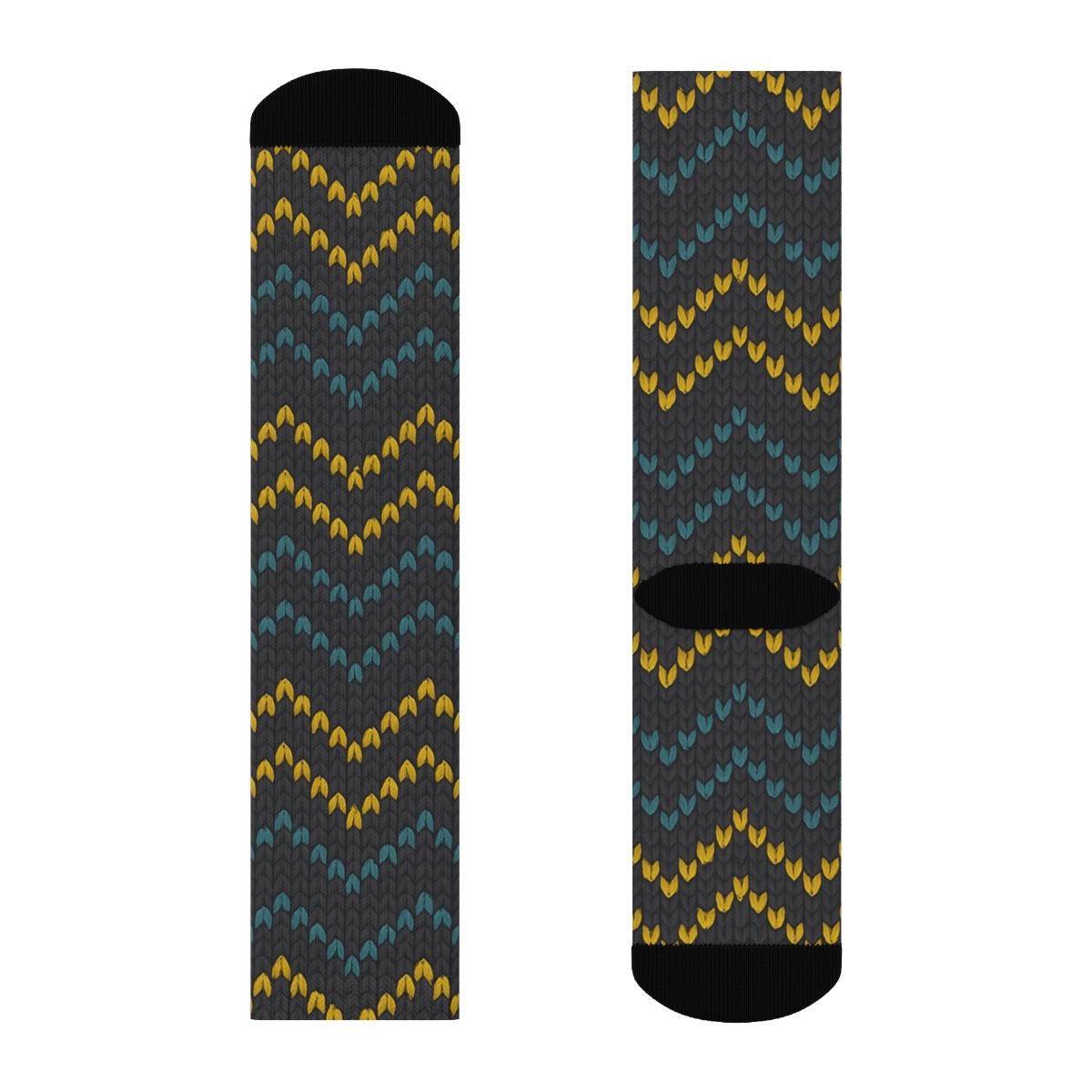 Knitted Pattern Illusion Duck Chevron designer printed crew socks