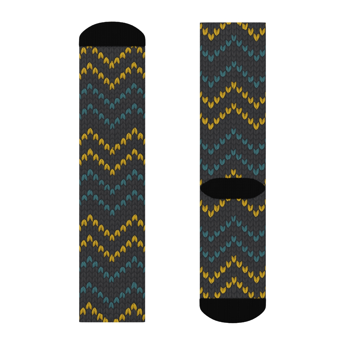 Knitted Pattern Illusion Duck Chevron designer printed crew socks