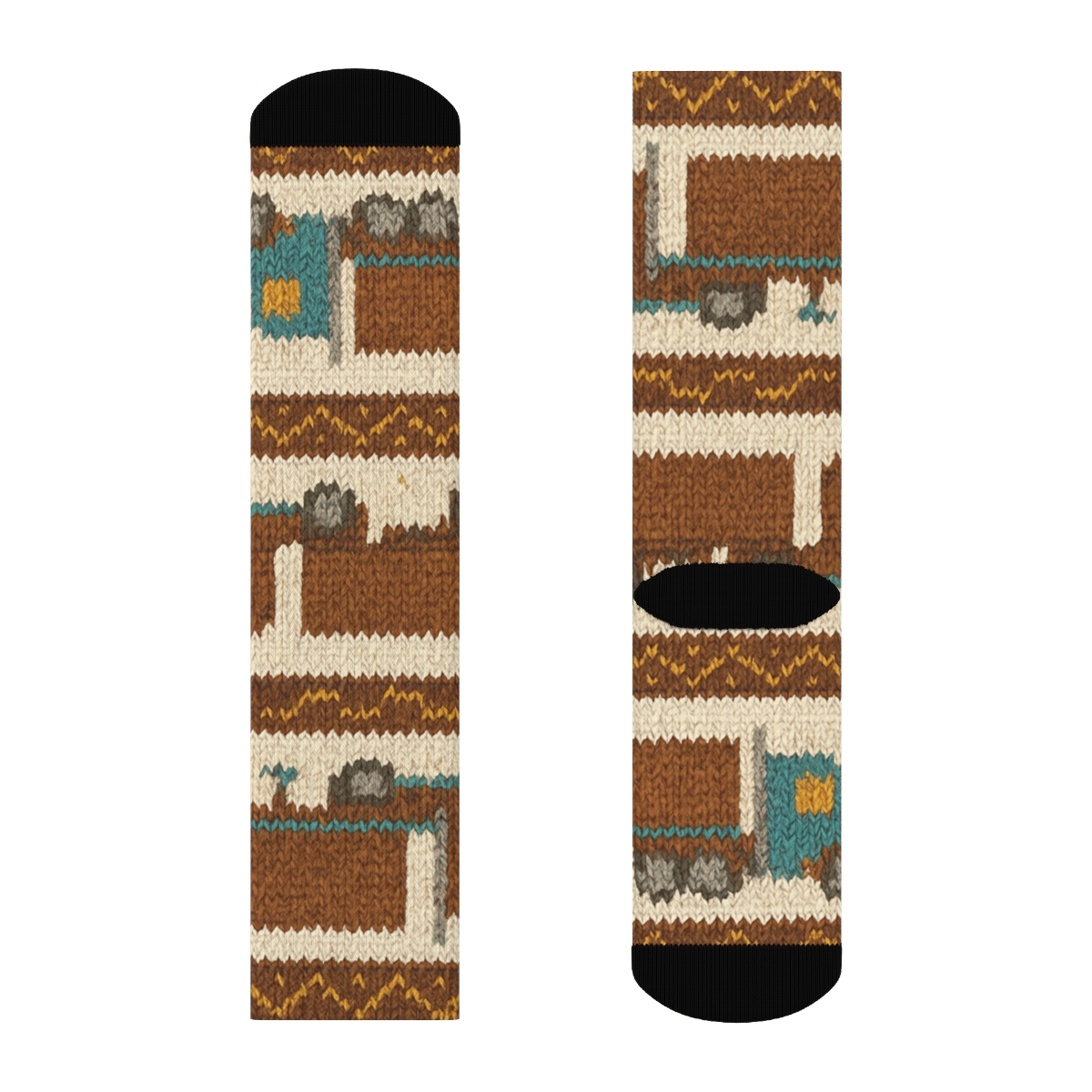 Knitted Pattern Illusion Of Big Rigs Truck Driver comfortable cotton crew socks