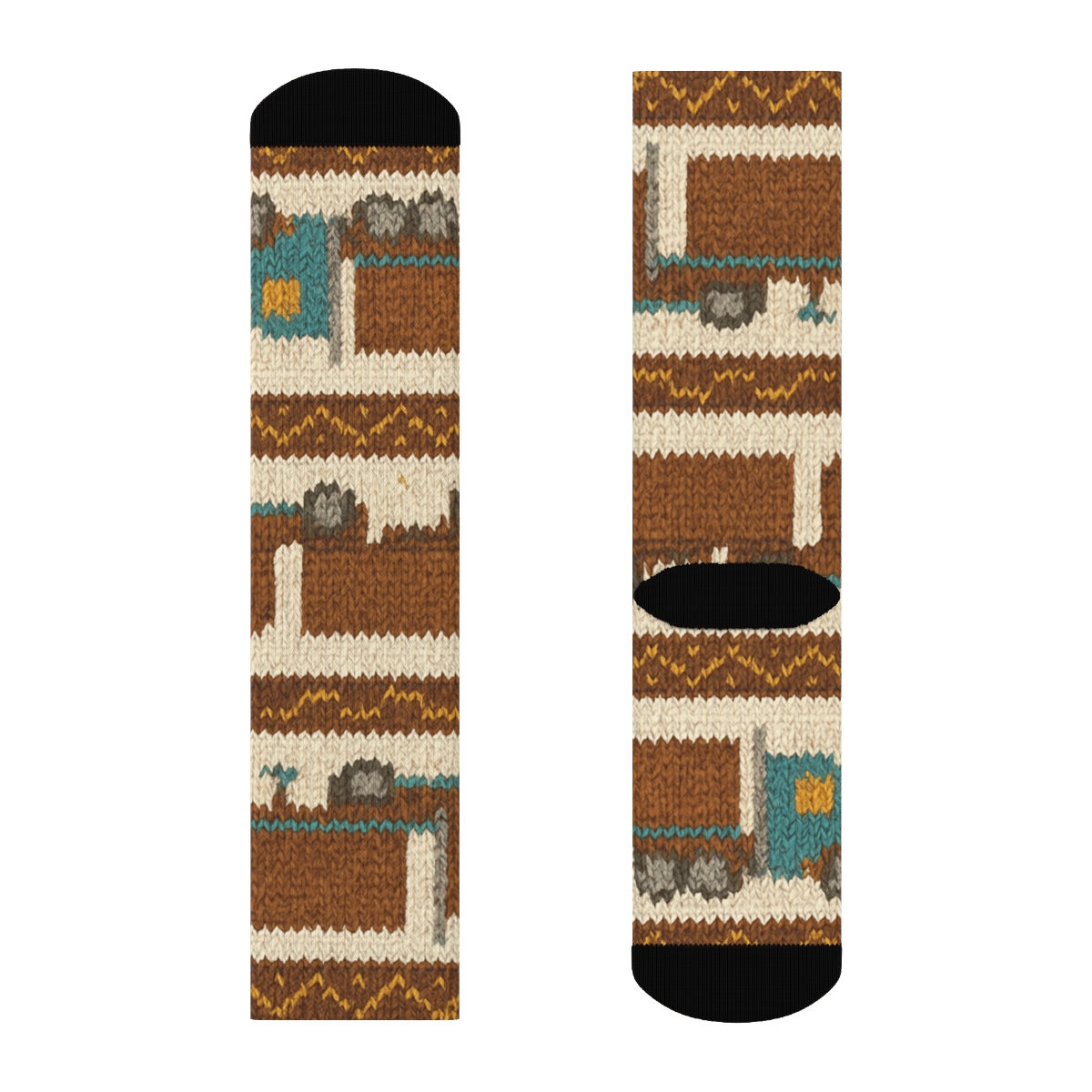 Knitted Pattern Illusion Of Big Rigs Truck Driver comfortable cotton crew socks