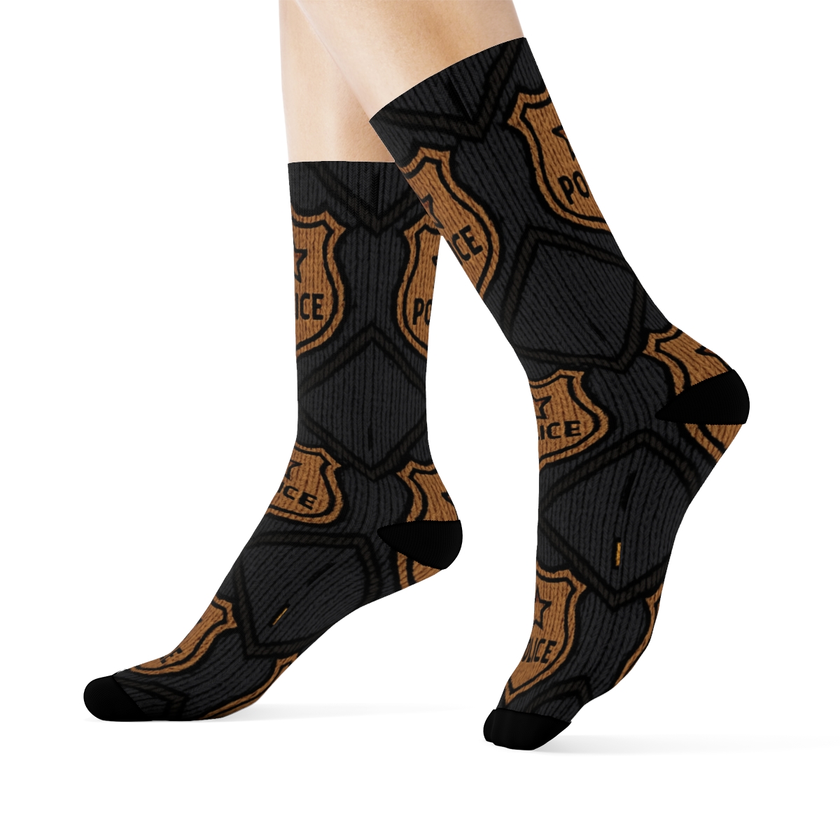 Knitted Pattern Illusion Police Detective Badge Lattice comfortable cotton crew socks