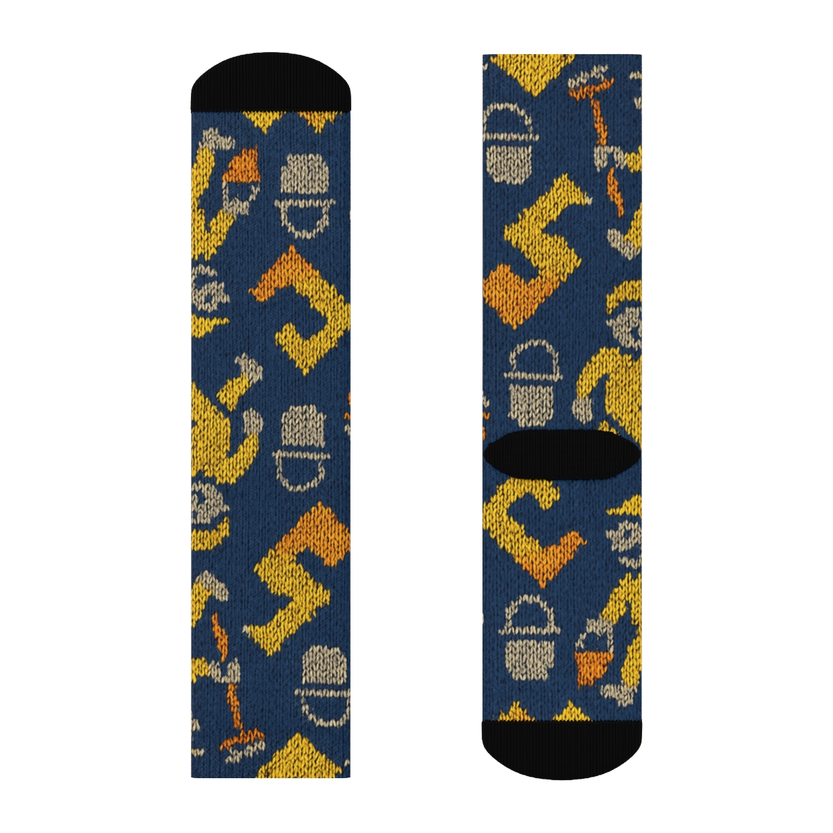 Knitted Pattern Illusion With Janitor Mop Parade premium sports crew socks