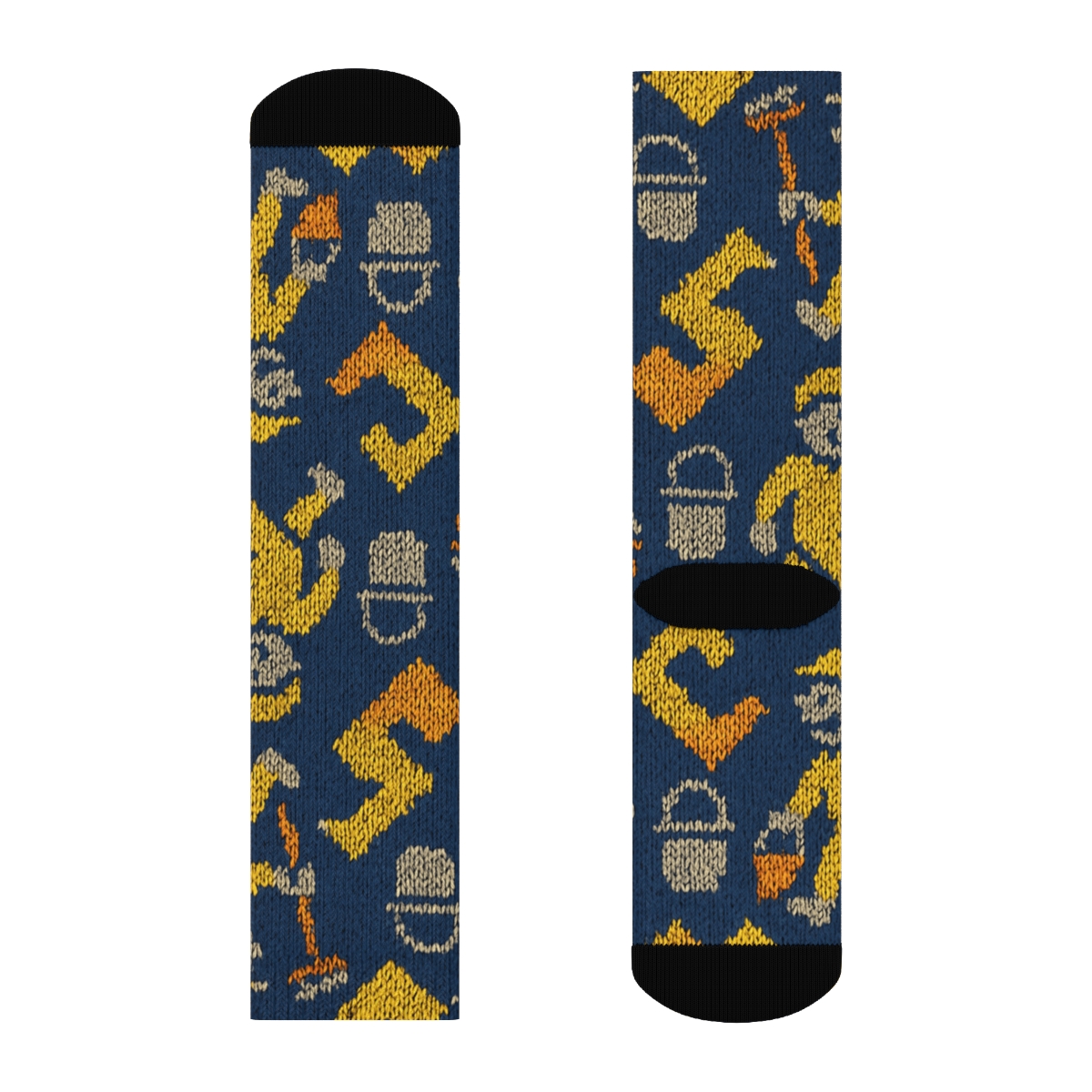 Knitted Pattern Illusion With Janitor Mop Parade premium sports crew socks