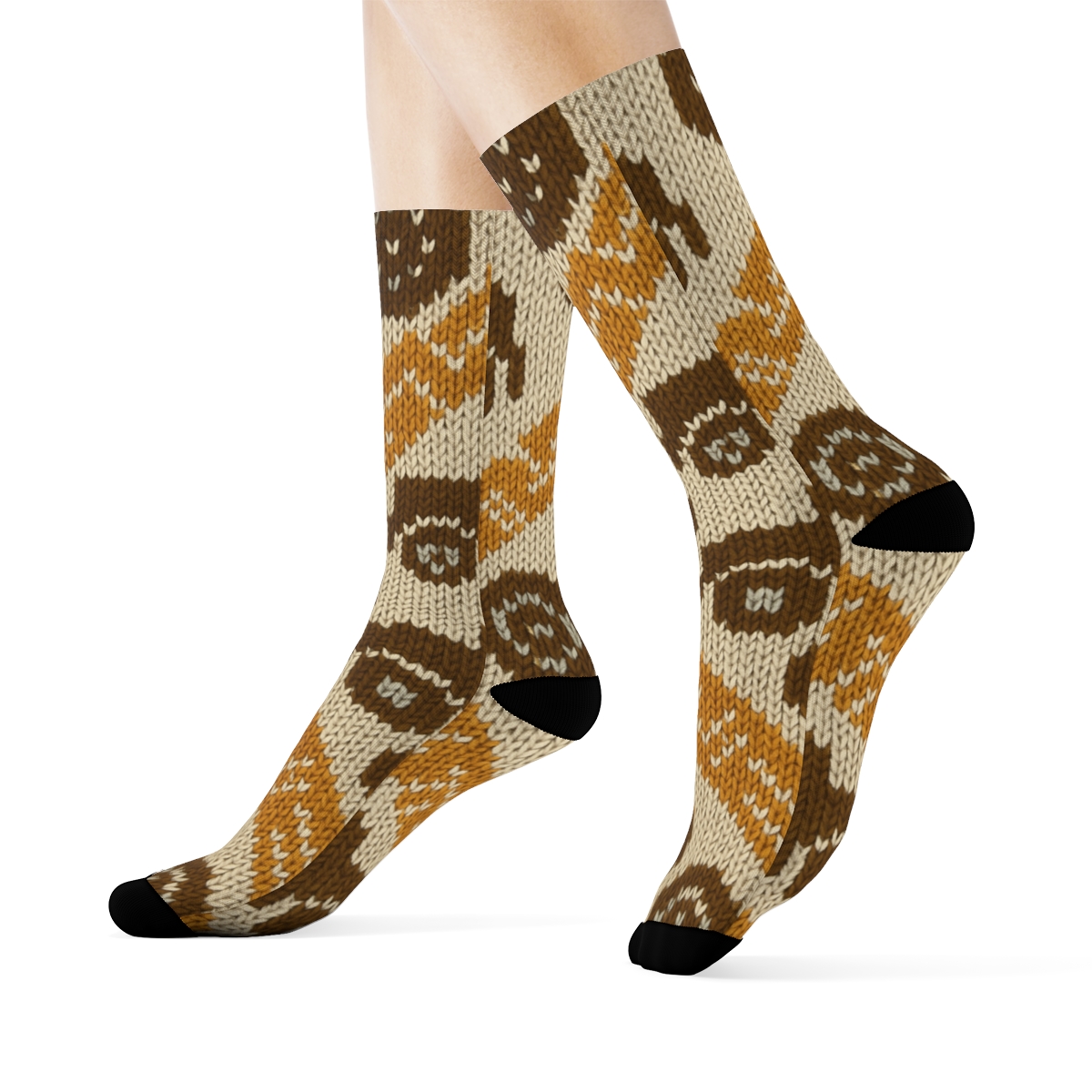 Knitted Pattern Illusion With Truck Driver Cab And Tire Chevron comfortable cotton crew socks