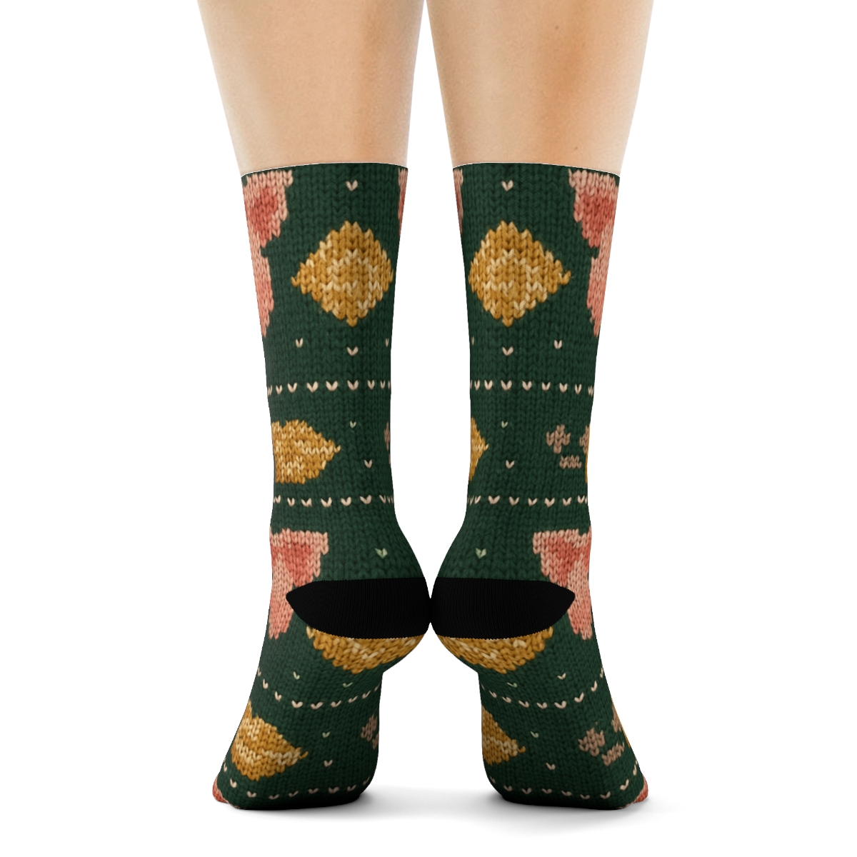 Knitted Pig Patchwork Bands trendy patterned crew socks