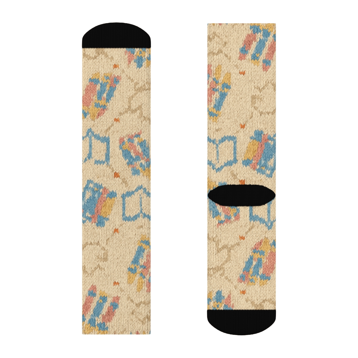 Knitted Playtime Childcare Worker Pattern Illusion unique graphic crew socks