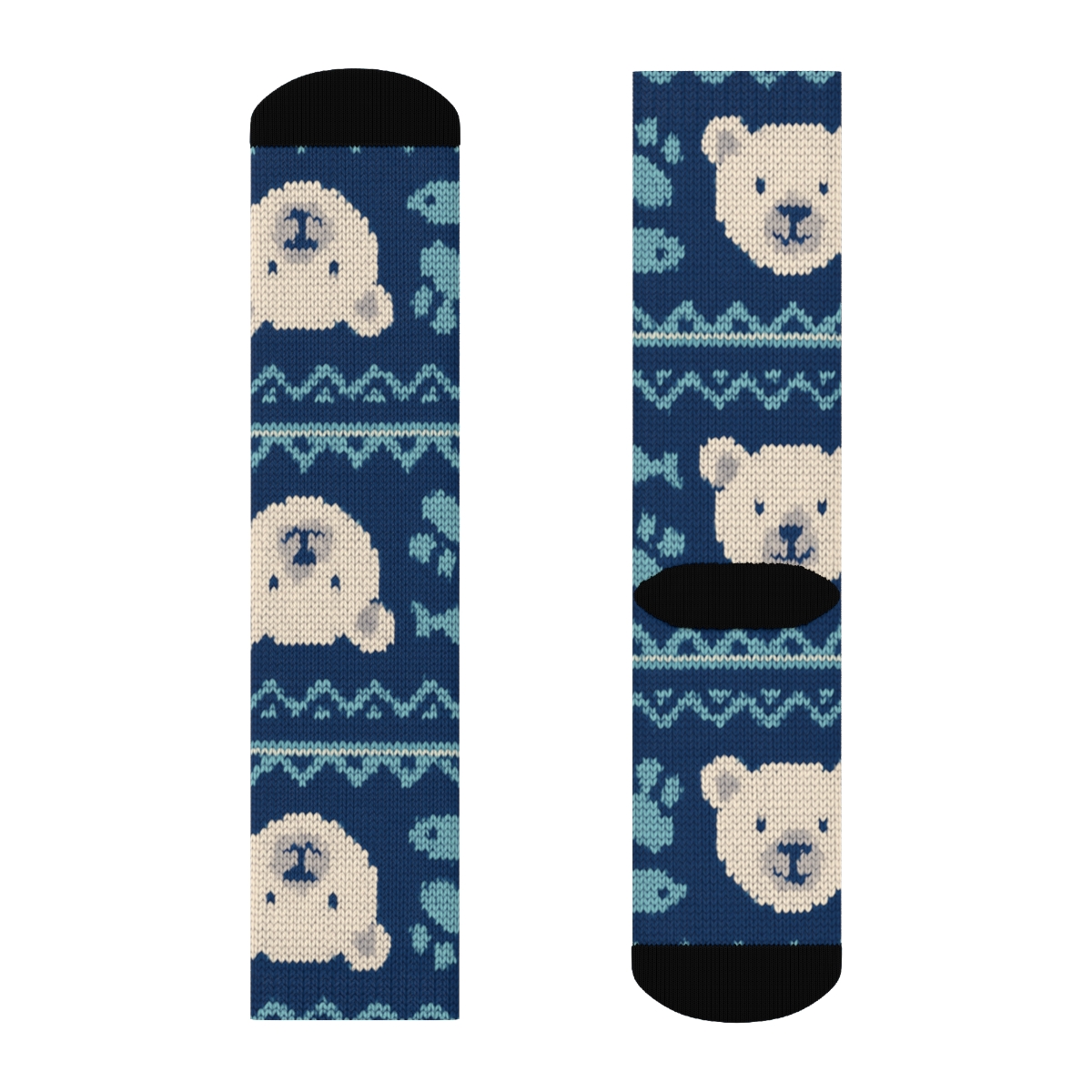 Knitted Polar Bear Fair Isle Bands soft everyday crew socks