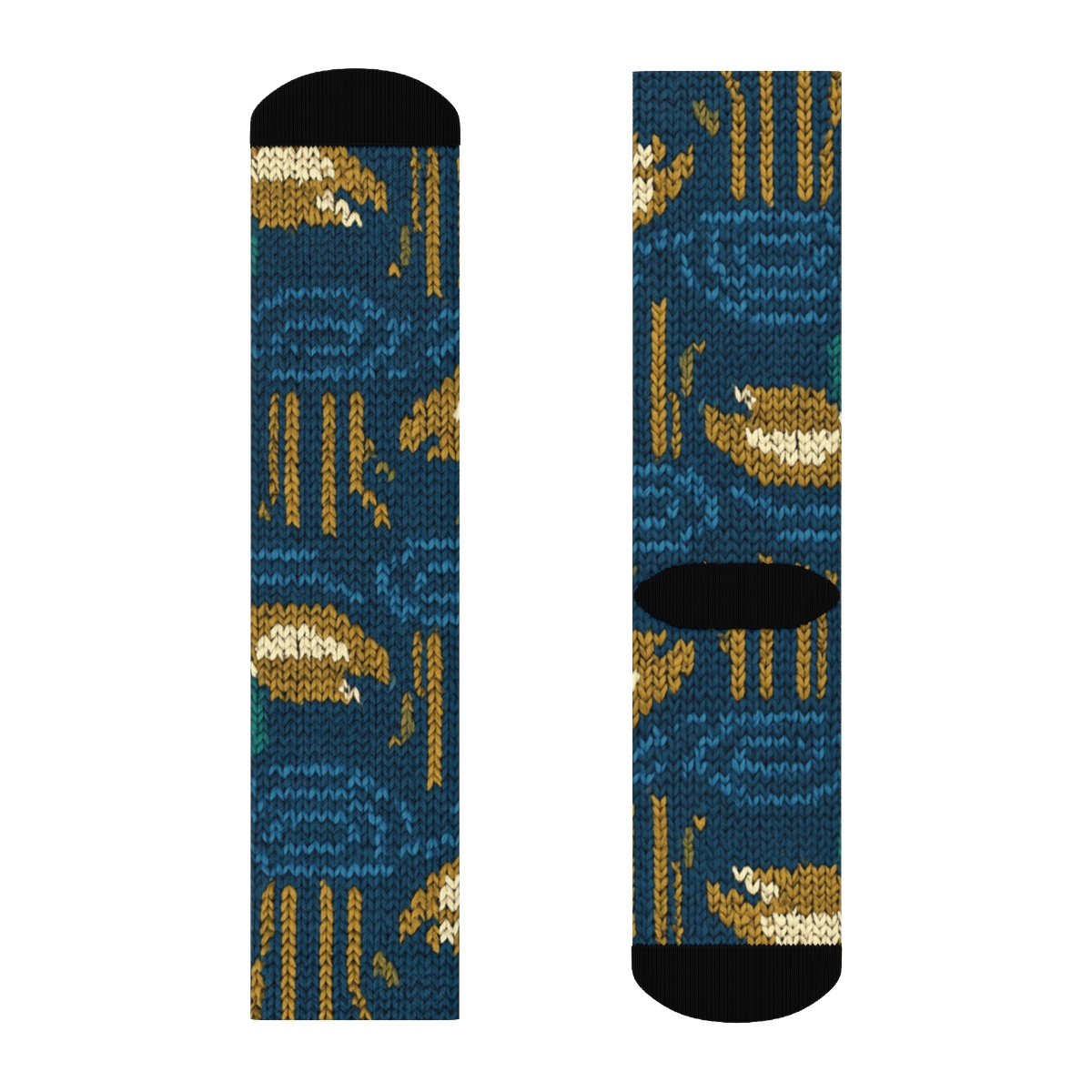 Knitted Pond Ripples Duck Pattern premium sports crew socks