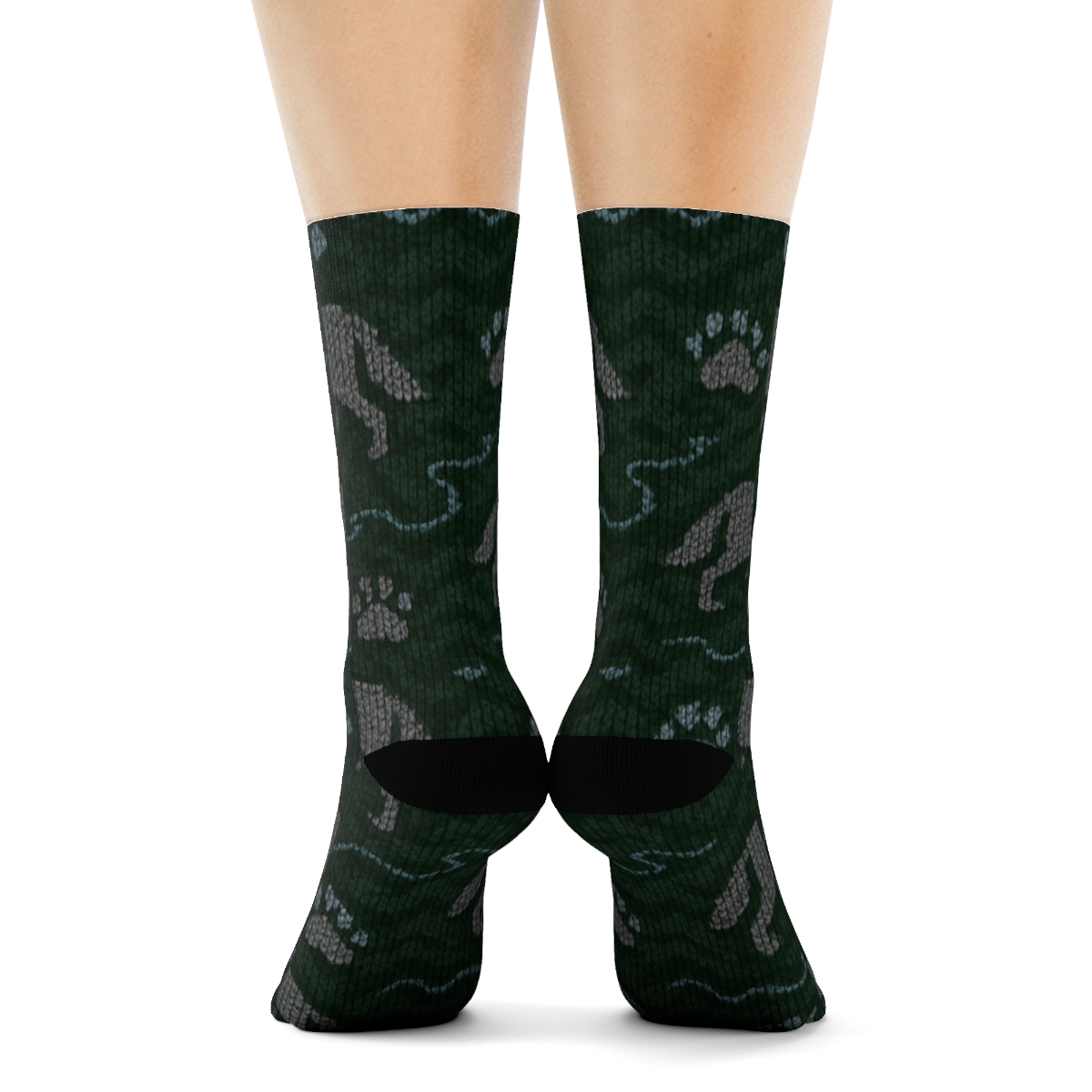 Knitted Ridge Gray Wolf Chevron Field trendy patterned crew socks