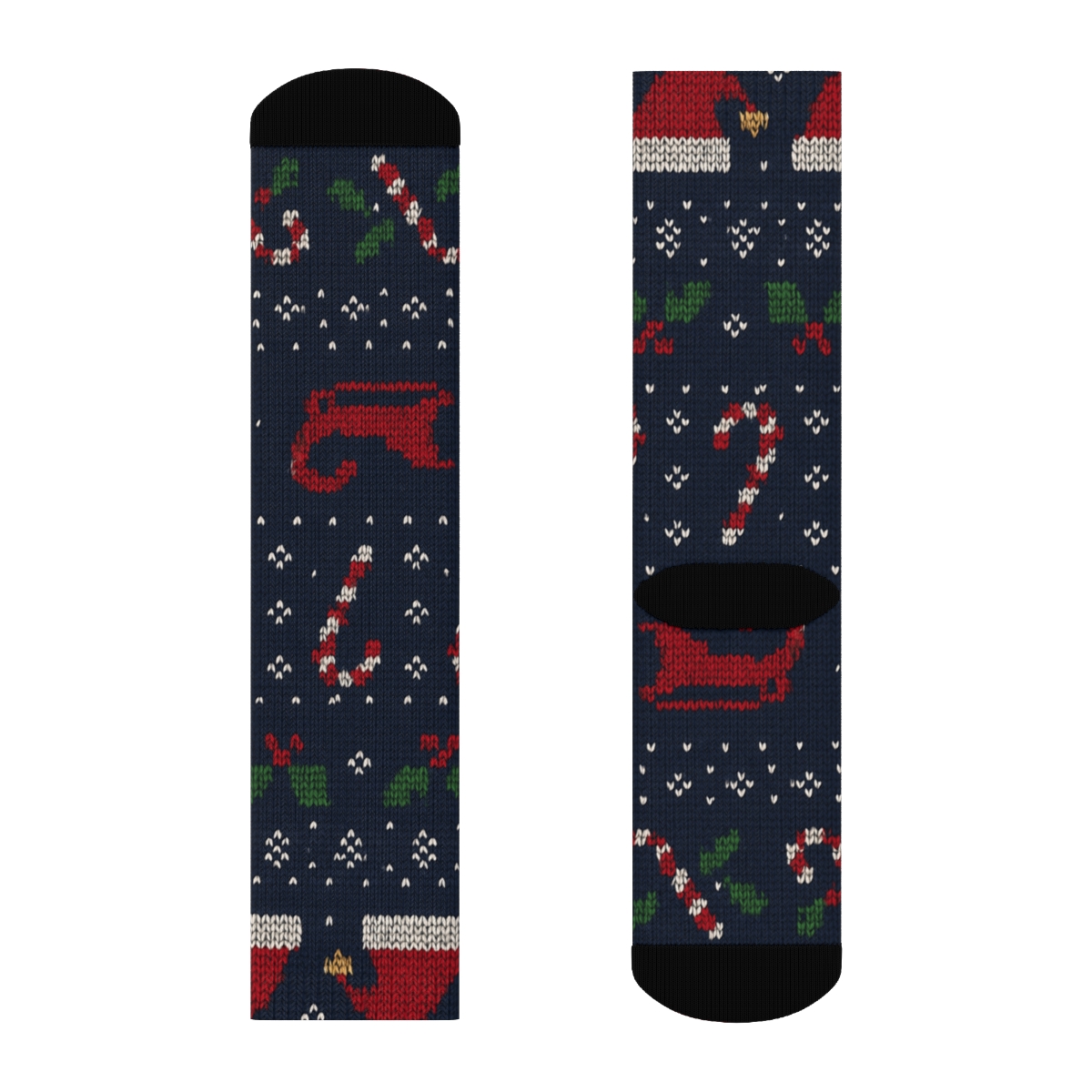 Knitted Santa Claus Fair Isle Bandwork trendy patterned crew socks