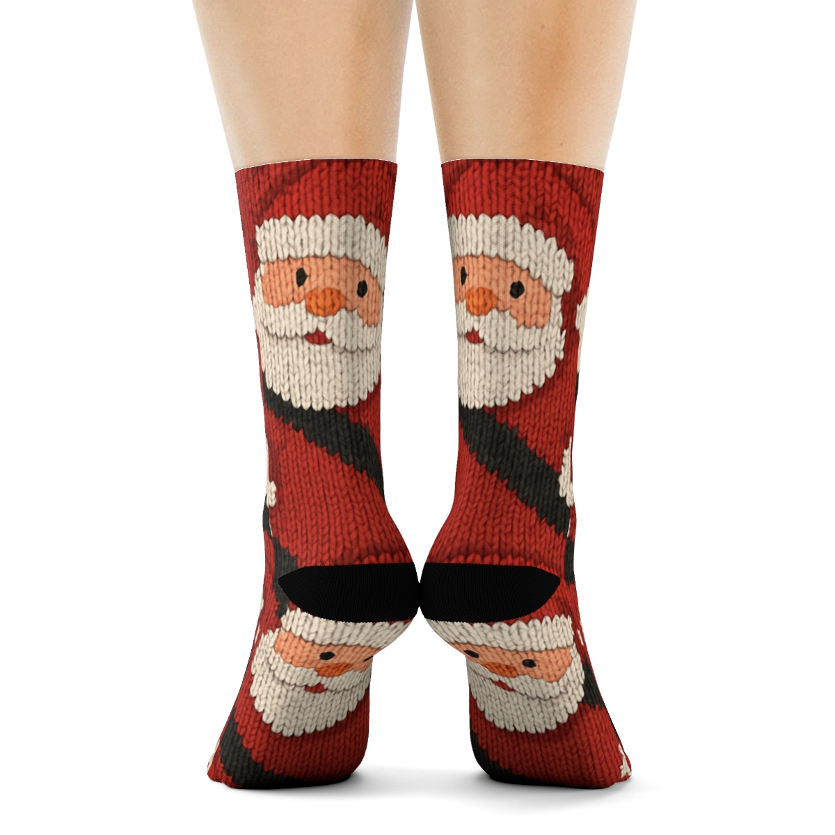 Knitted Santa Suit Illusion Tessellation soft everyday crew socks