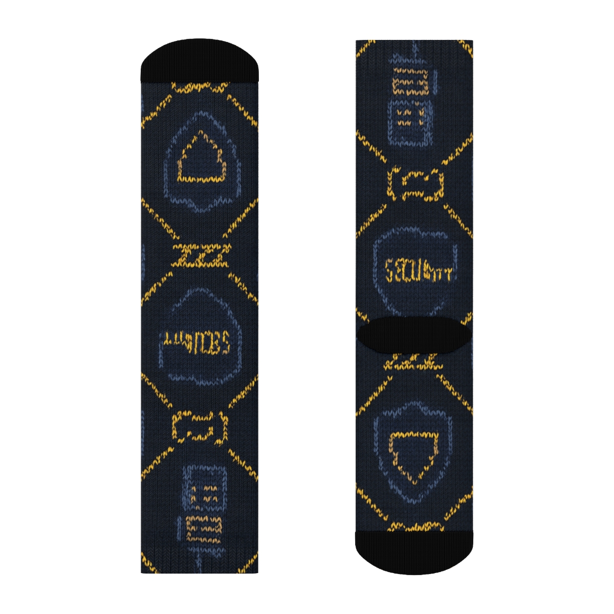 Knitted Security Guard Badge Lattice comfortable cotton crew socks