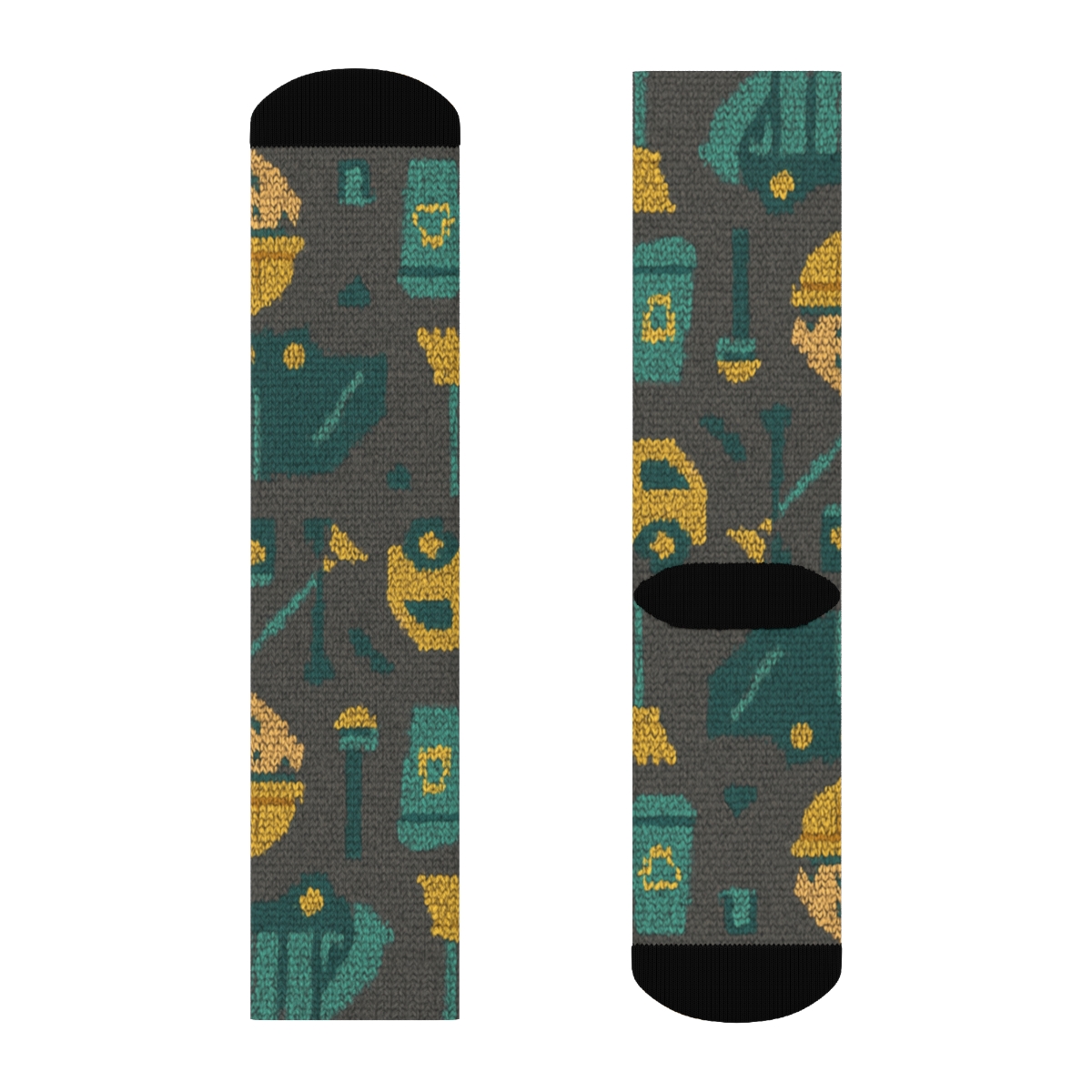 Knitted Shift Rhythm, Garbage Collector Edition designer printed crew socks