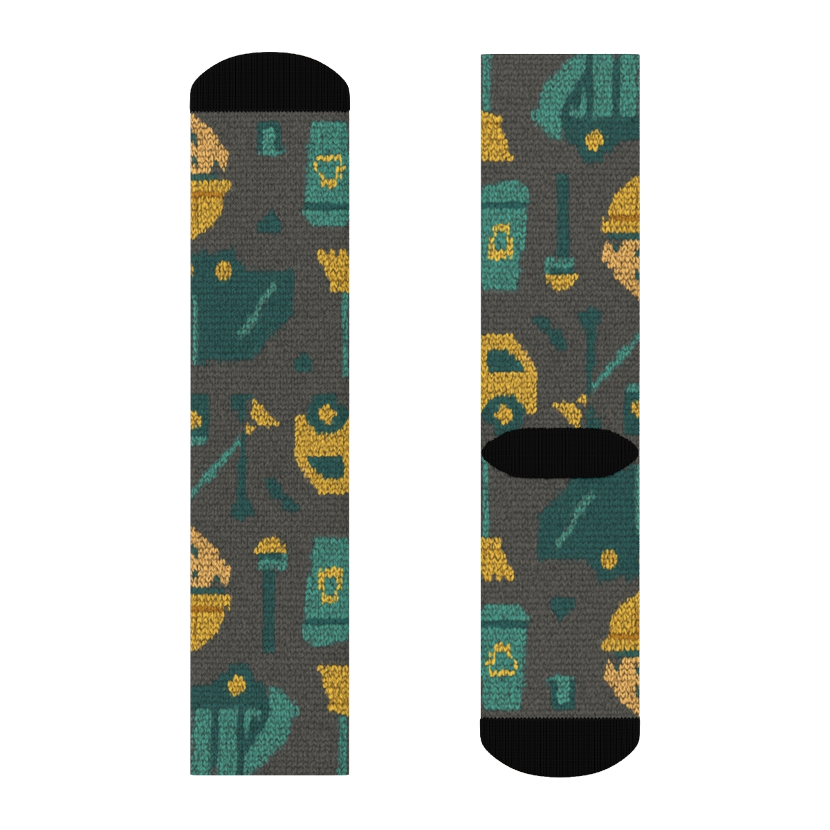 Knitted Shift Rhythm, Garbage Collector Edition designer printed crew socks