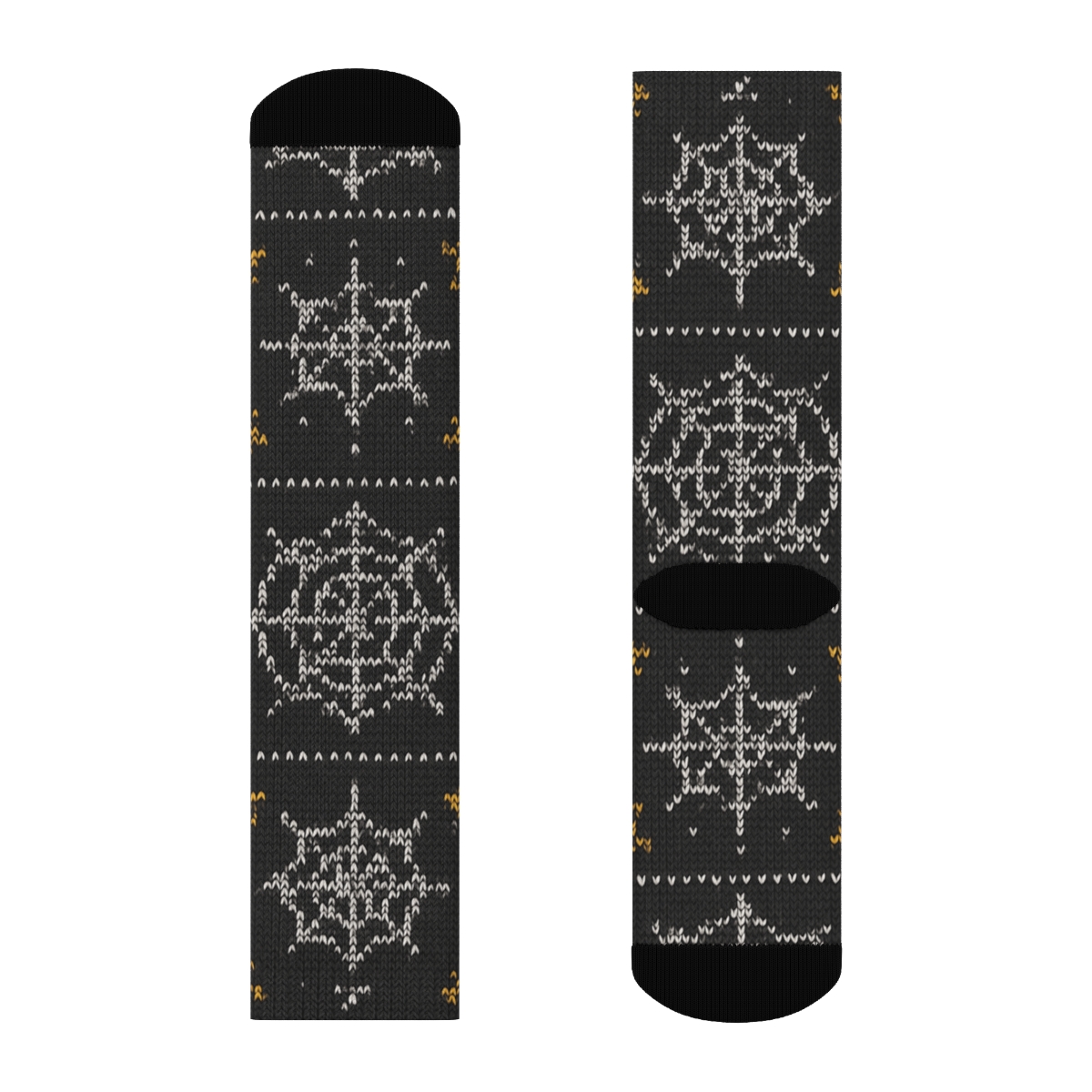 Knitted Spider Web Bands In Charcoal unique graphic crew socks