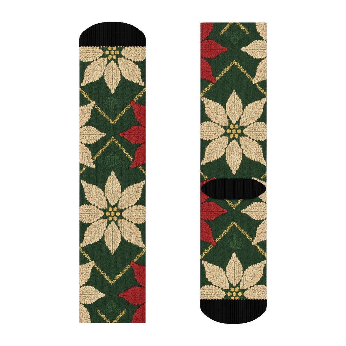 Knitted Star Bract Chevron On Moss Green trendy patterned crew socks