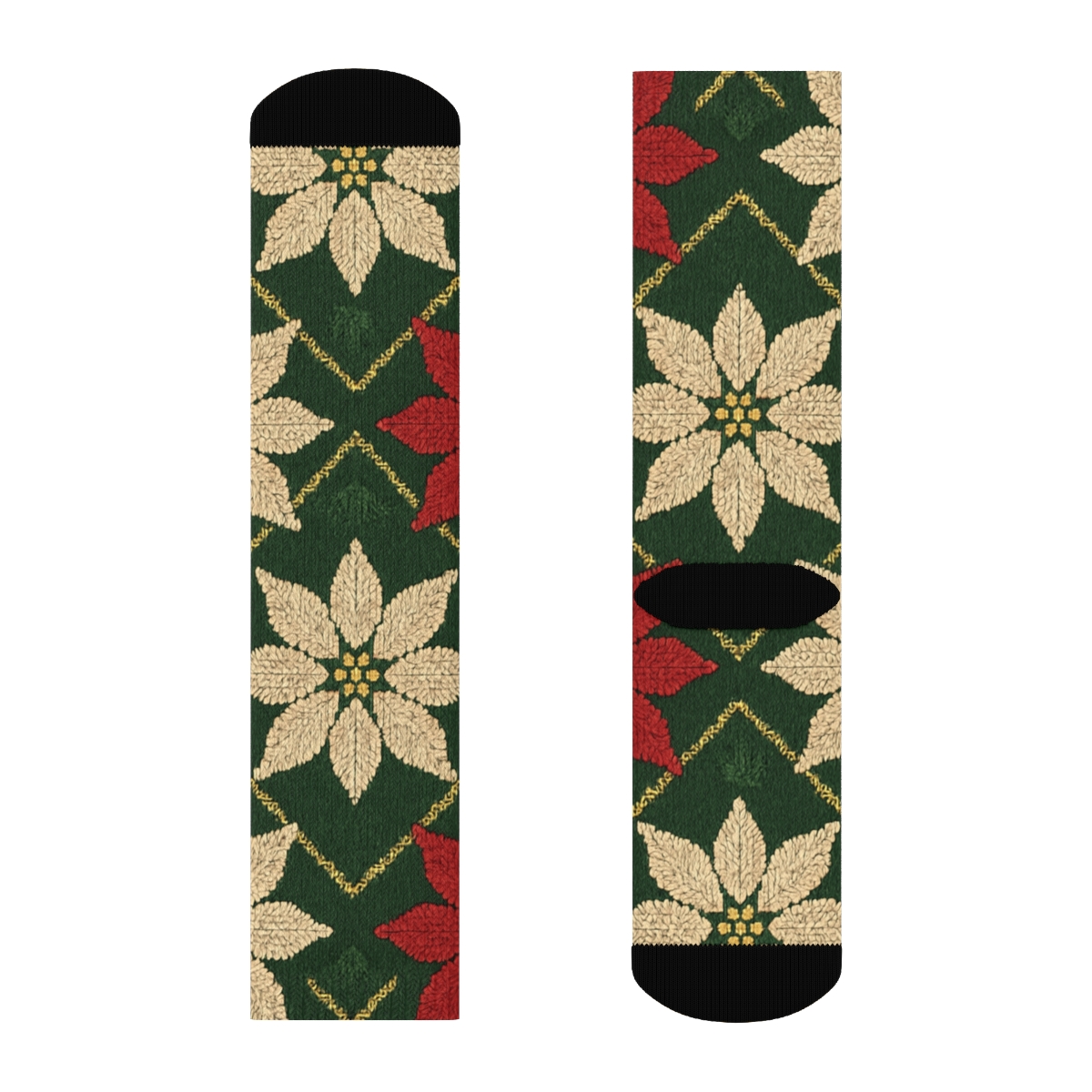 Knitted Star Bract Chevron On Moss Green trendy patterned crew socks
