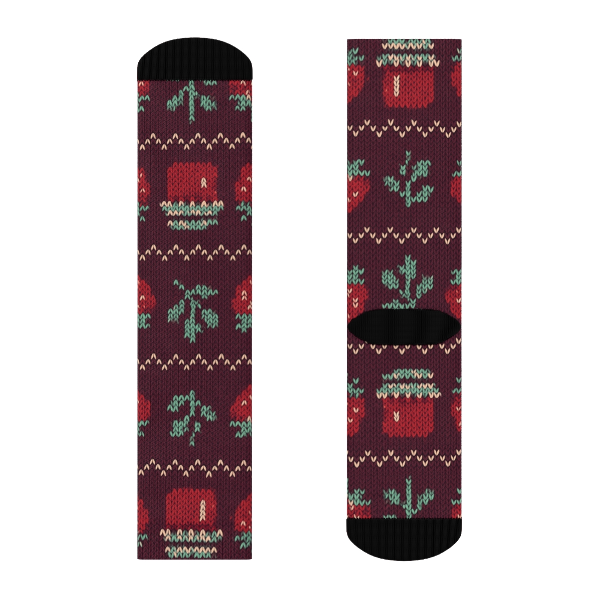 Knitted Strawberry Jam Jar Fair Isle Repeat custom crew socks