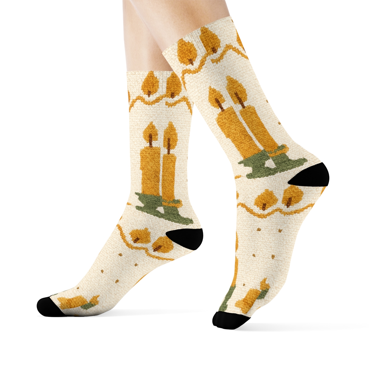 Knitted Wax Drip Candle Garland premium sports crew socks