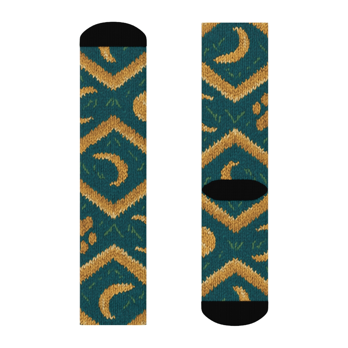 Labrador Retriever Knitted Paw Chevron On Deep Teal designer printed crew socks