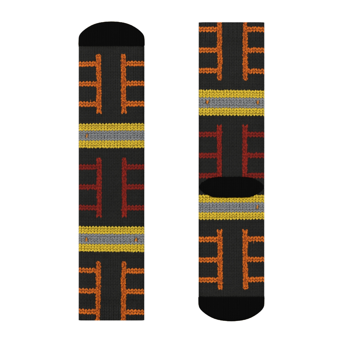 Ladder Stripe Bands In Fire Fighter Knit Illusion custom crew socks