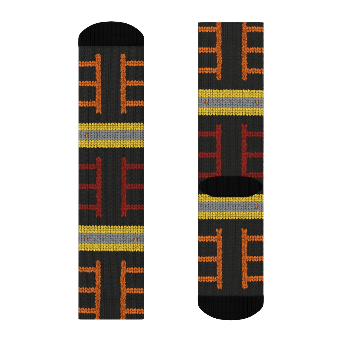 Ladder Stripe Bands In Fire Fighter Knit Illusion custom crew socks