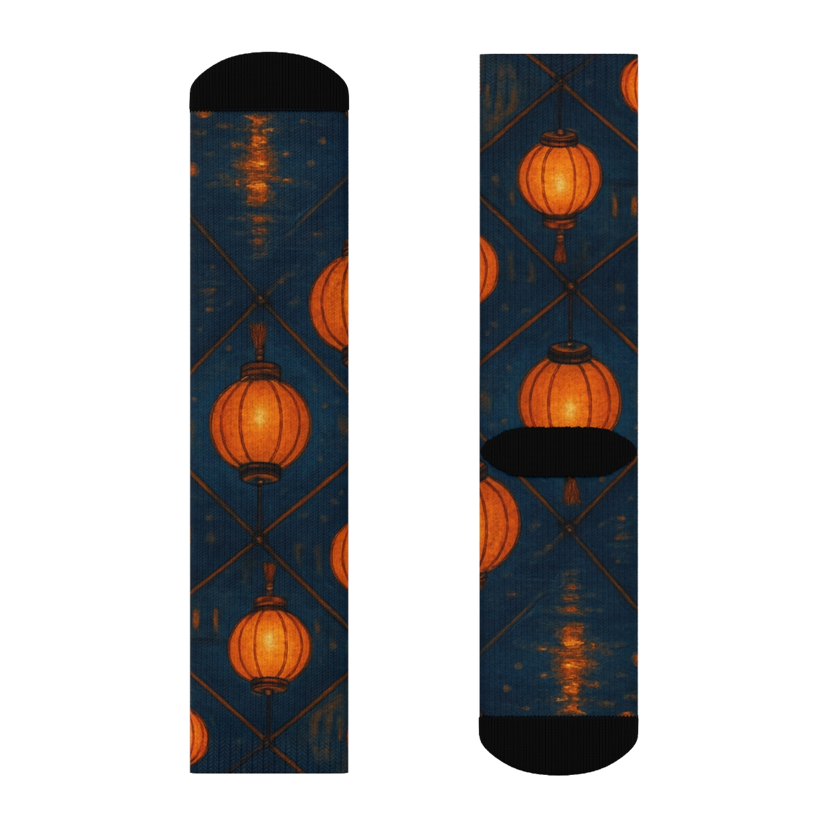 Lantern Lattice Celebration trendy patterned crew socks