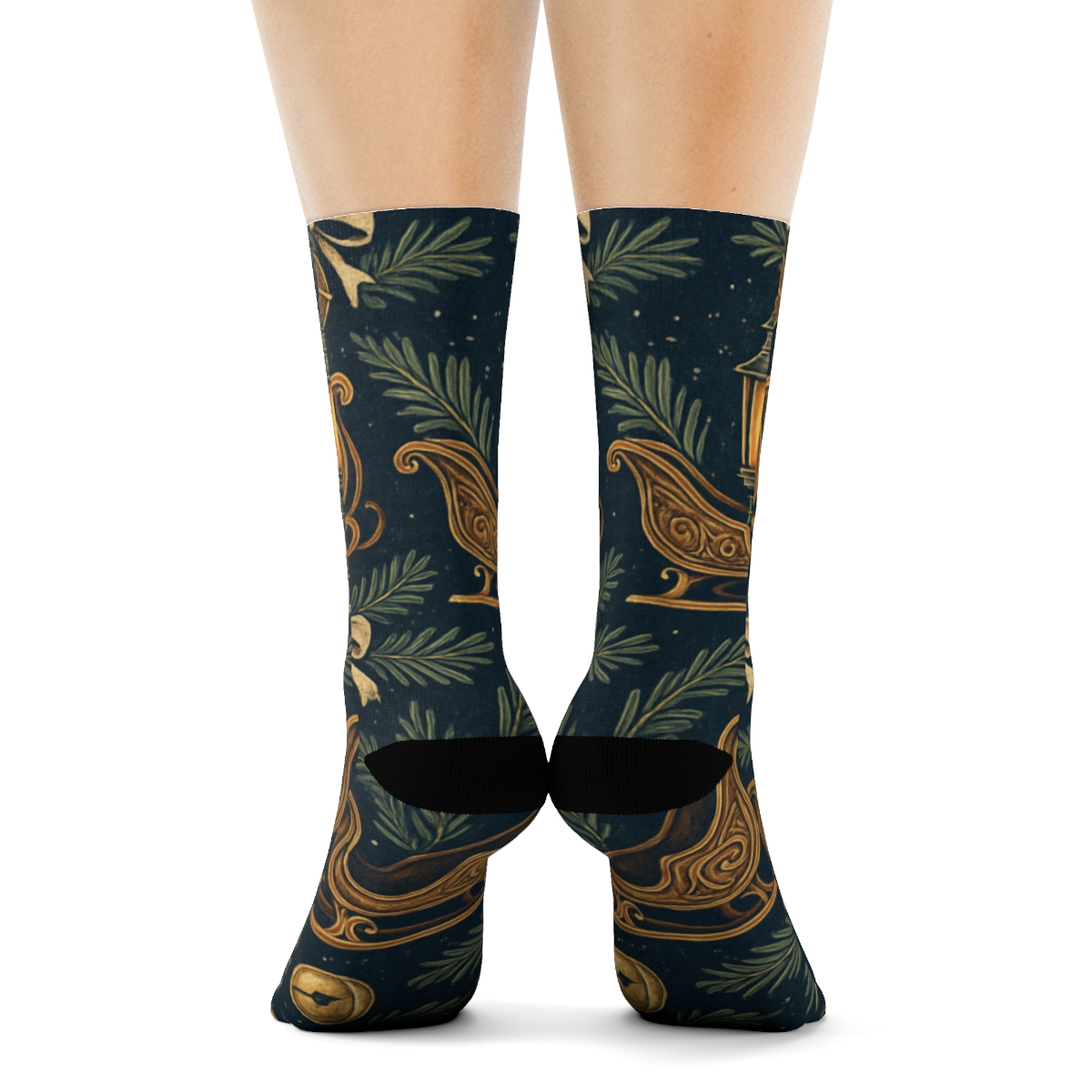 Lantern Lit Sleigh Tessellation In Candlelight Amber soft everyday crew socks