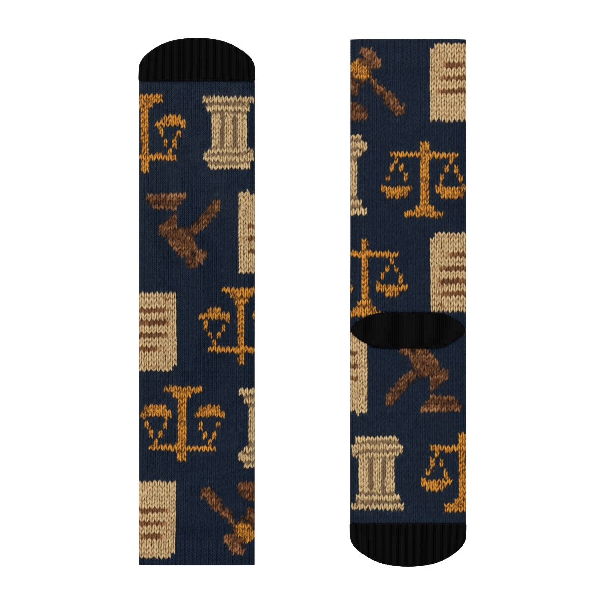 Lawyer Courtroom Knit Illusion Pattern trendy patterned crew socks
