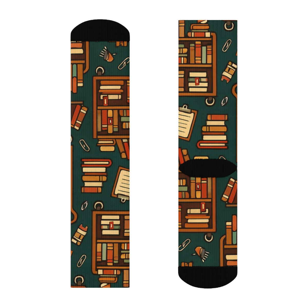 Librarian Book Cart Chevron On Deep Teal Shelves premium sports crew socks