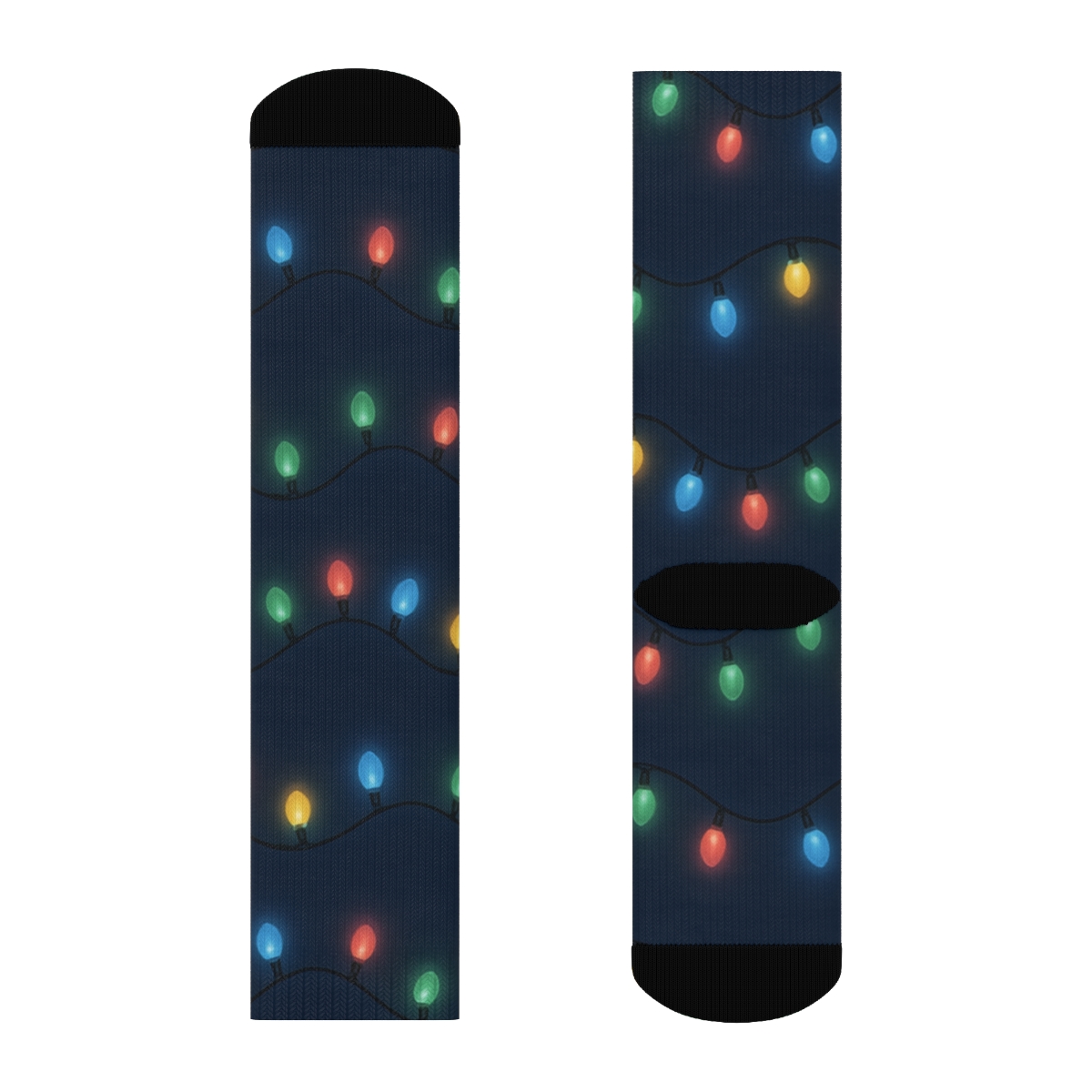 Light Strand Zigzag Christmas designer printed crew socks