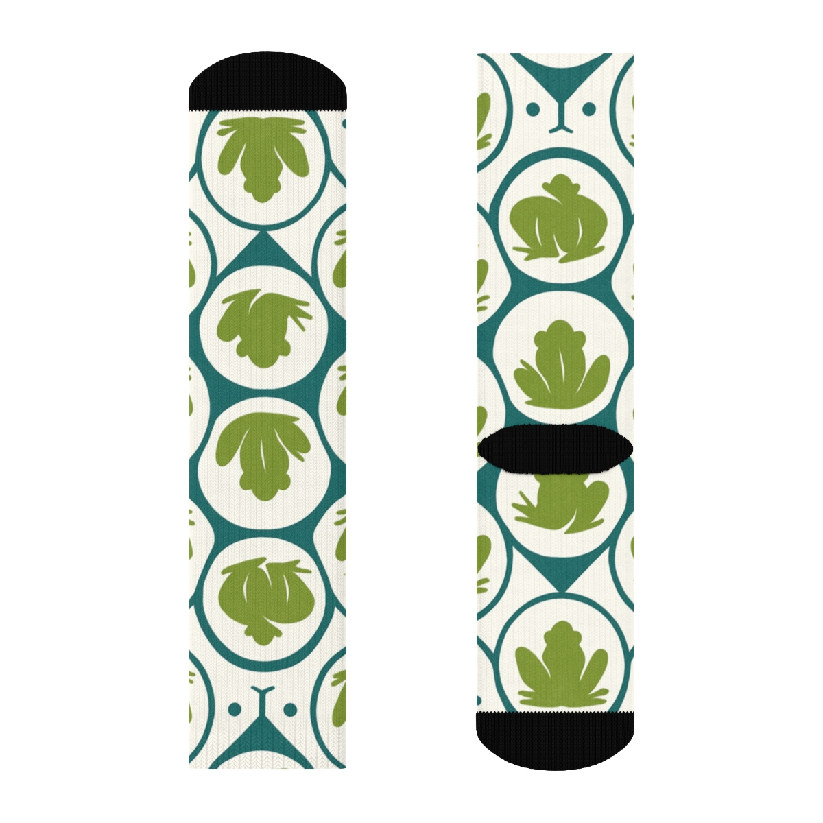 Lily Pad Lattice With Frog Silhouettes personalized crew socks