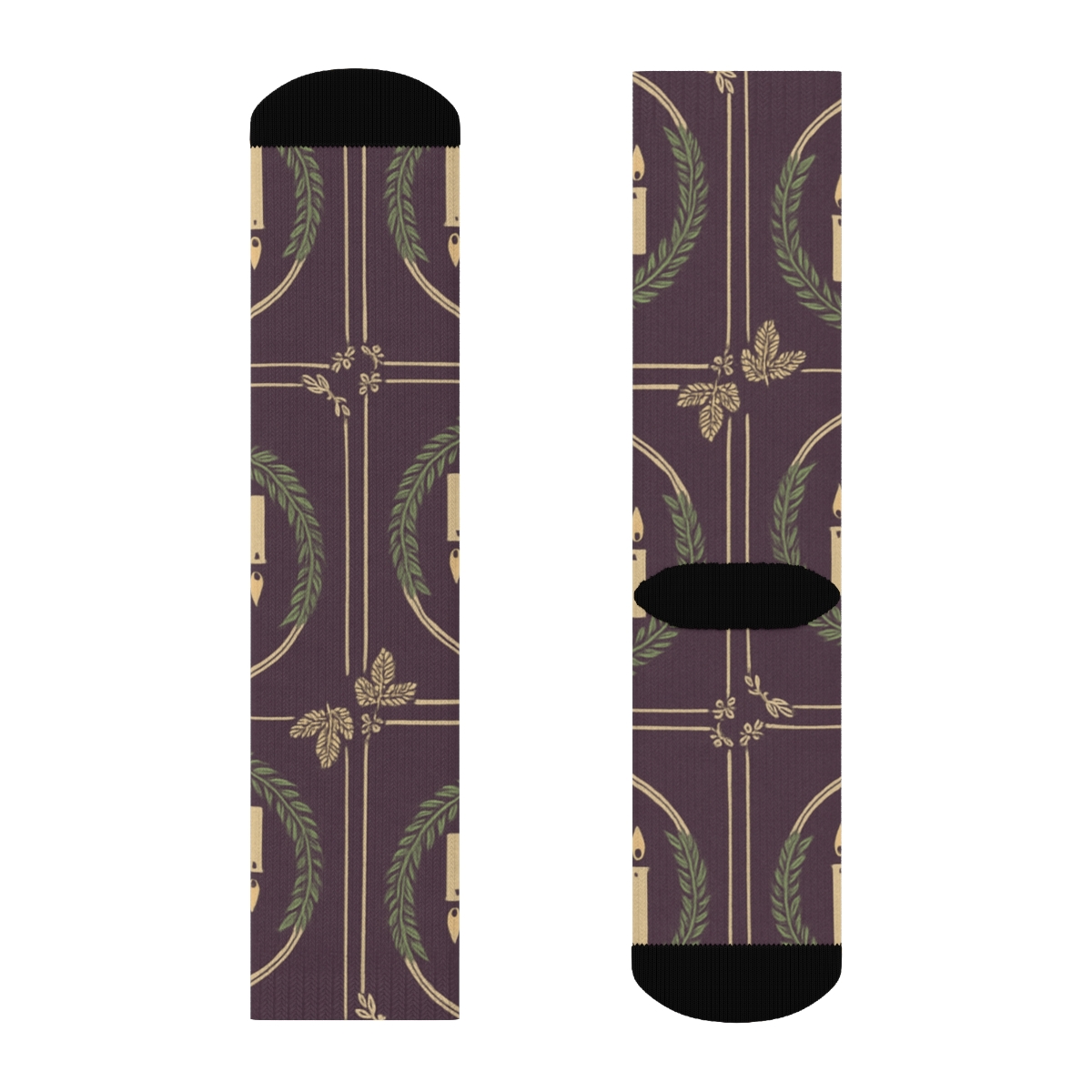 Liturgical Window Medallions With Advent Wreath soft everyday crew socks