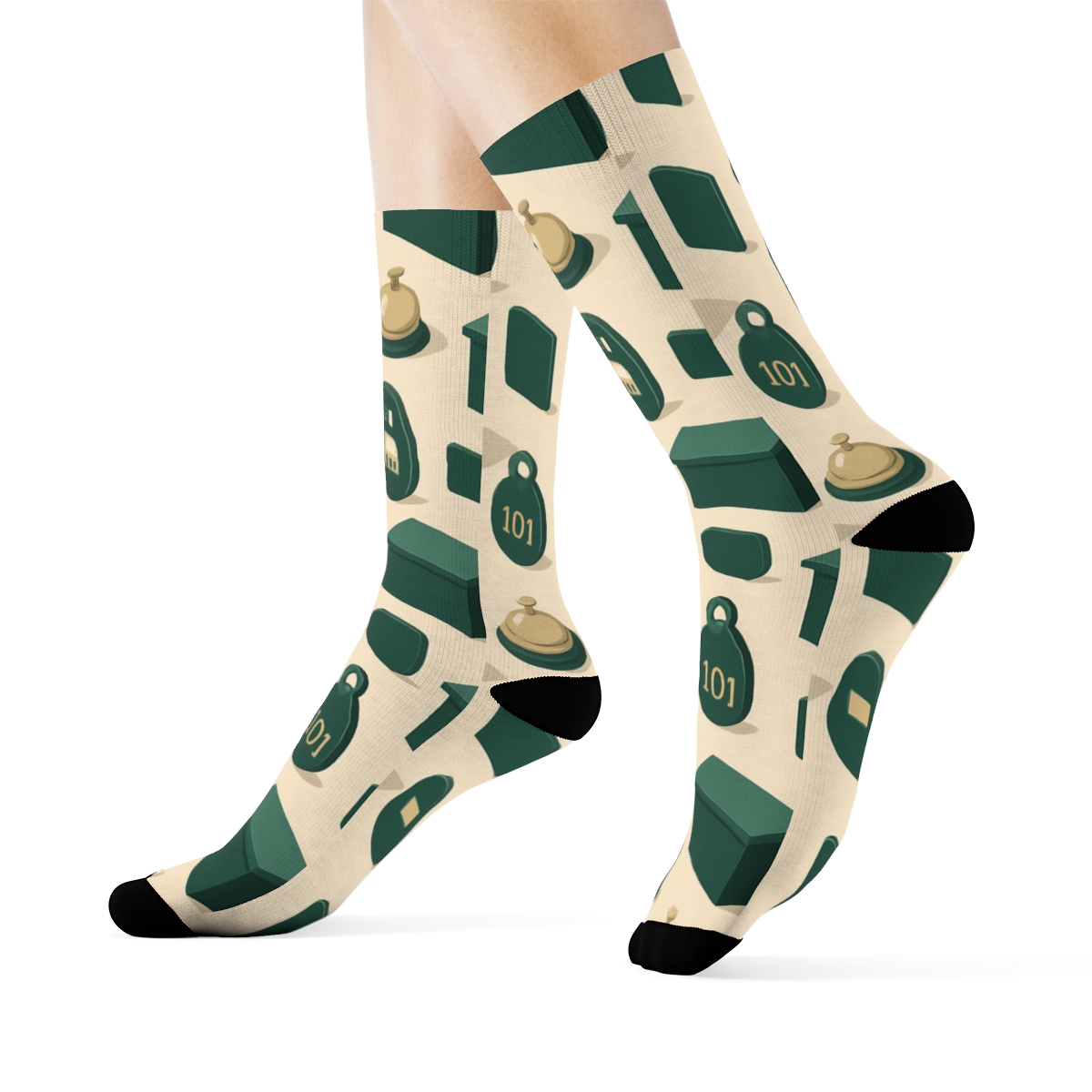 Lobby Lights Rhythm With Hotel Receptionist Motifs unique graphic crew socks