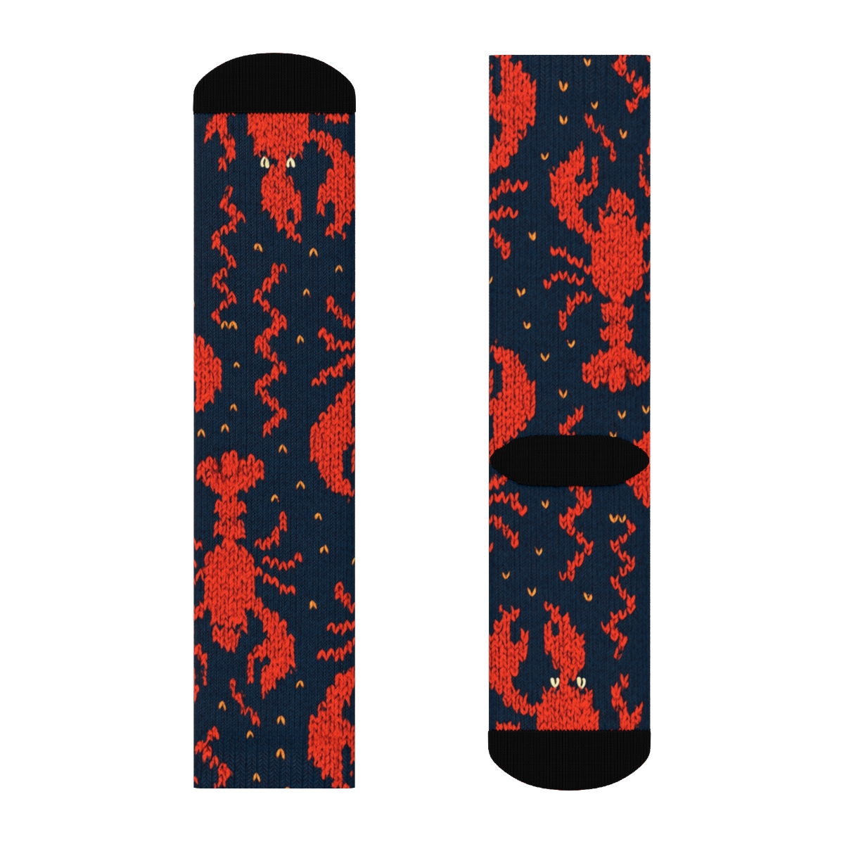 Lobster Knitted Grid Illusion custom crew socks