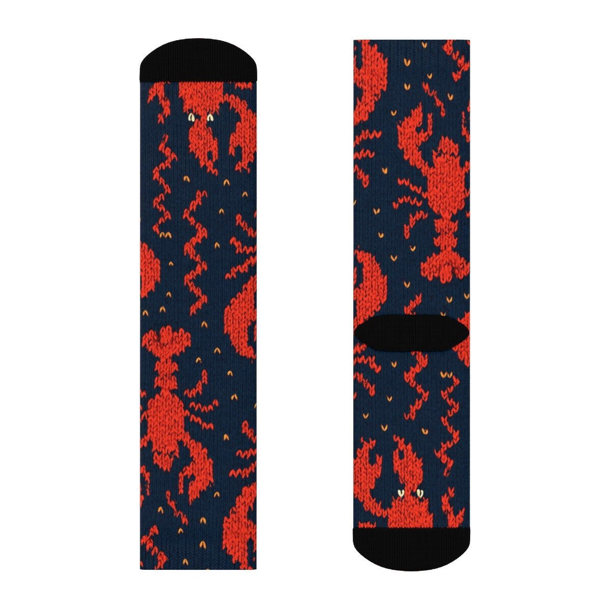 Lobster Knitted Grid Illusion custom crew socks