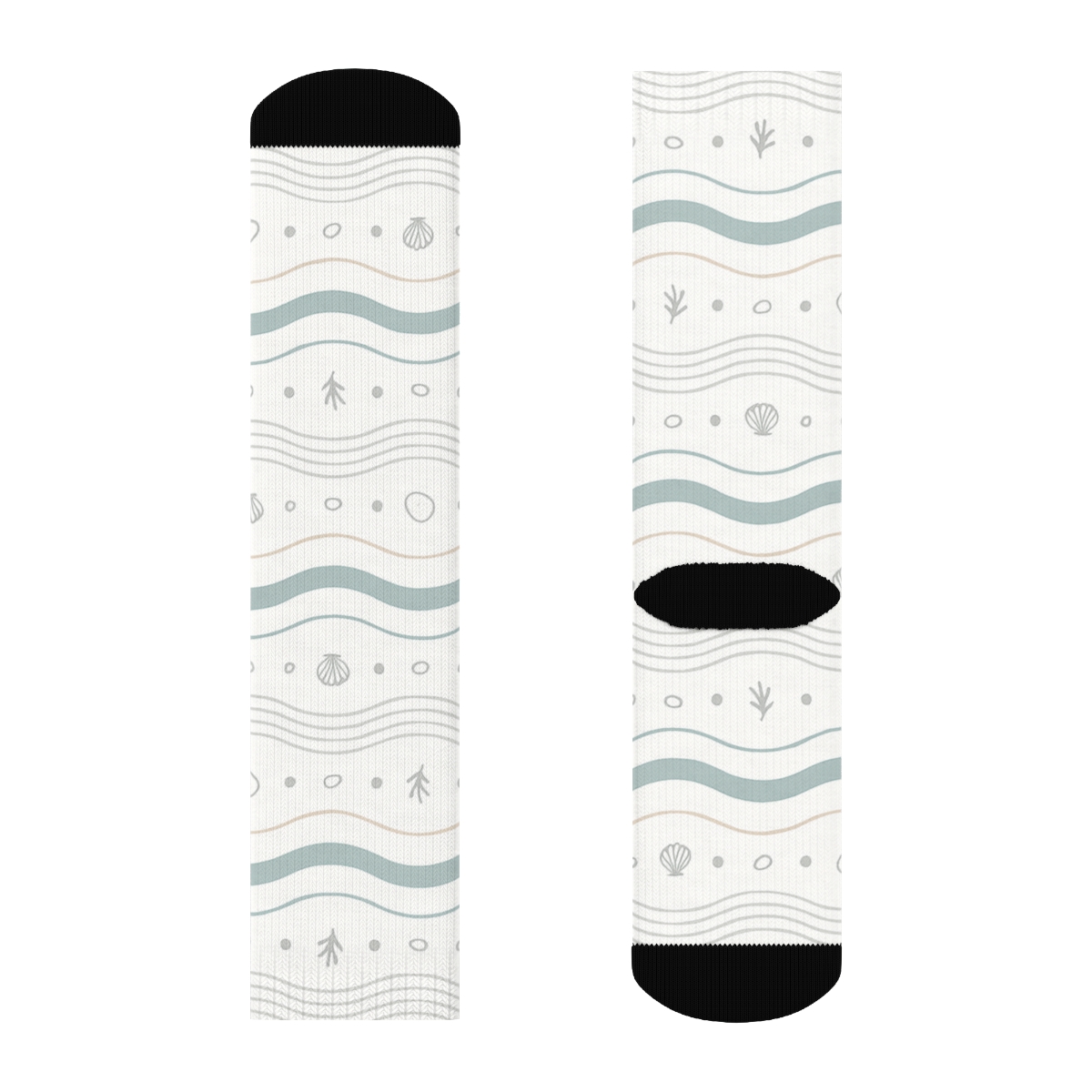 Low Tide Ripple Bands With Pebble Shell Micro Motifs trendy patterned crew socks