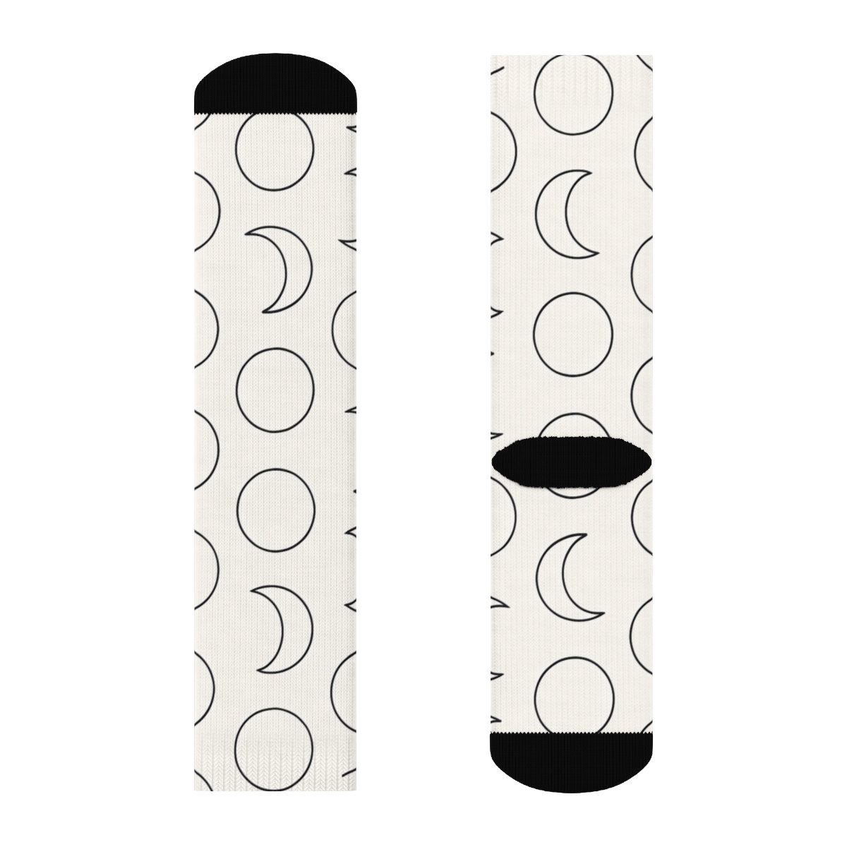 Lunar Crescent Grid trendy patterned crew socks