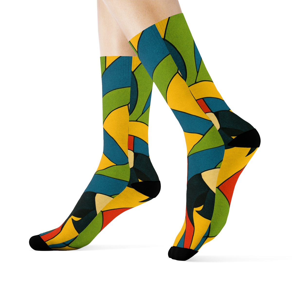 Macaw Beak Mosaic On Sunlit Yellow soft everyday crew socks
