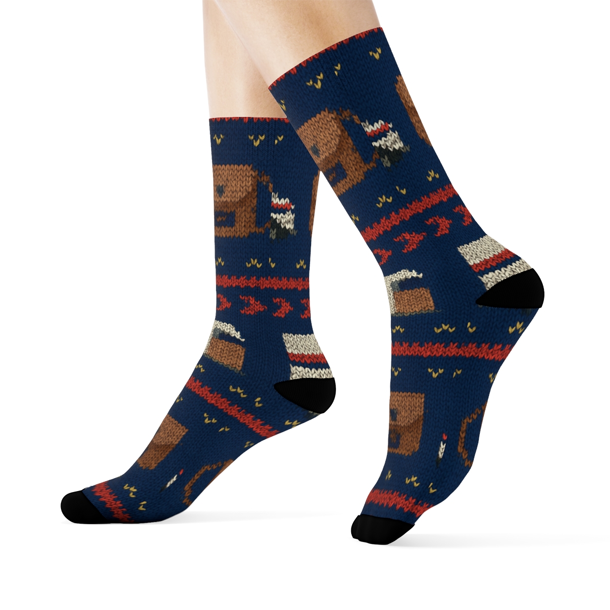 Mail Carrier Route Stripe Knit Illusion designer printed crew socks