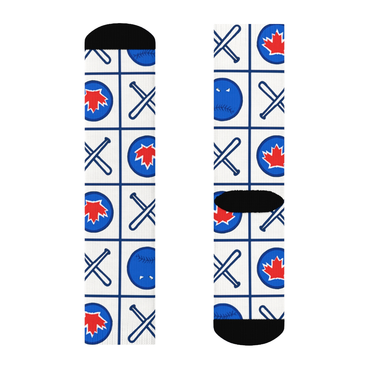 Maple Bat Grid With Blue Jays unique graphic crew socks