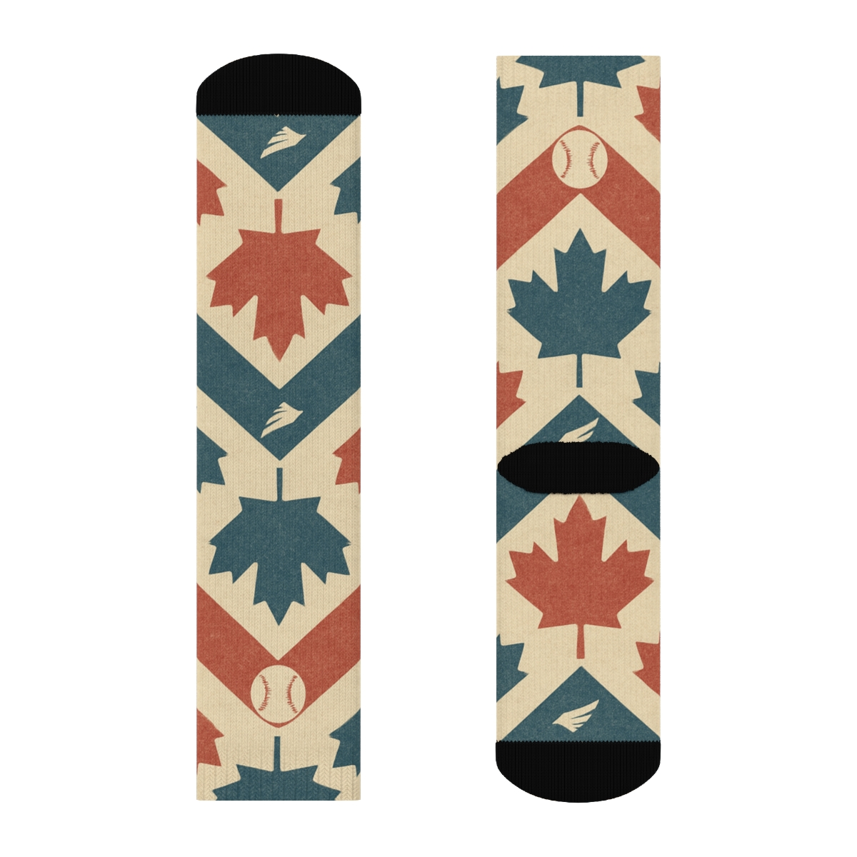 Maple Leaf Chevron With Blue Jays custom crew socks