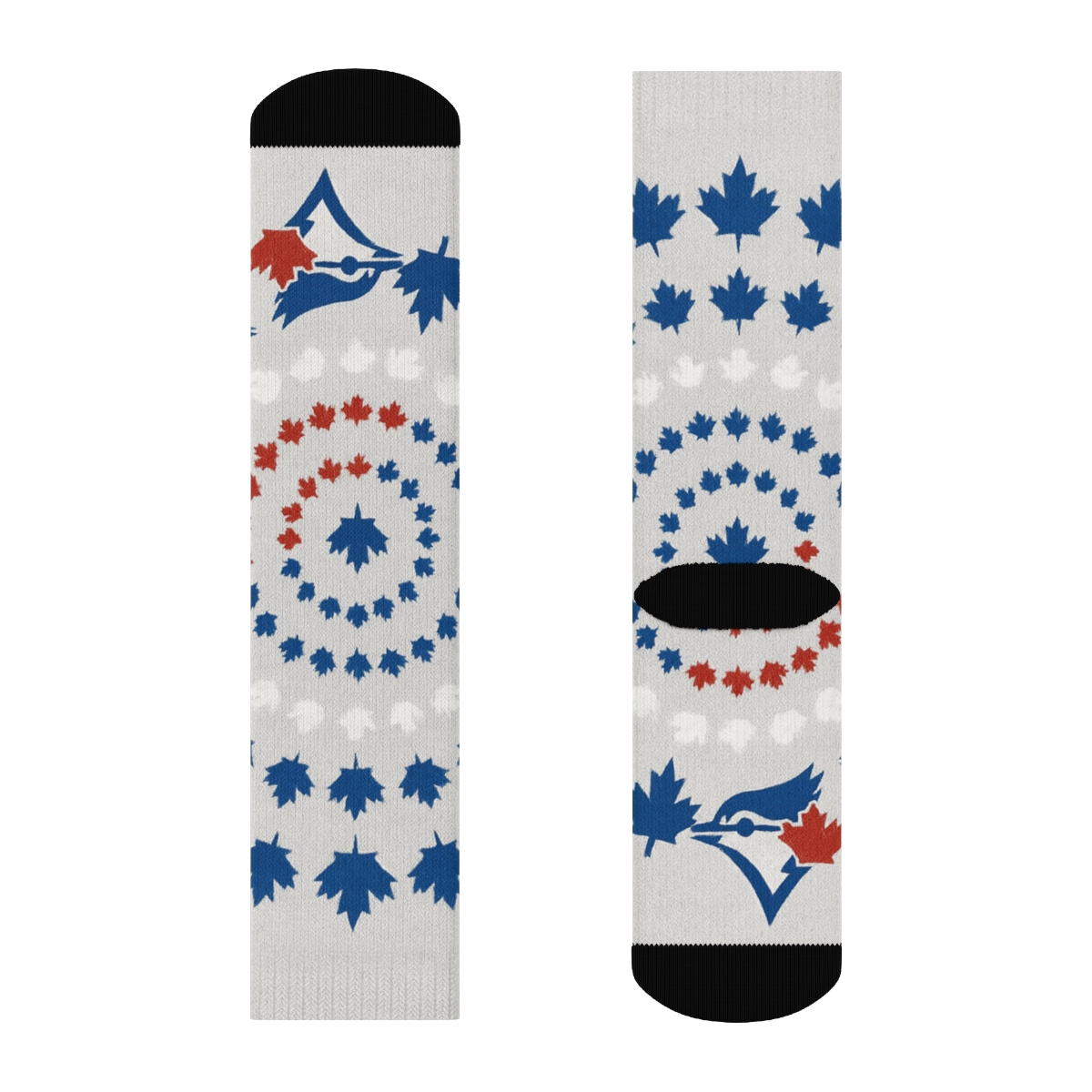 Maple Leaf Logo Progression On Light Gray designer printed crew socks