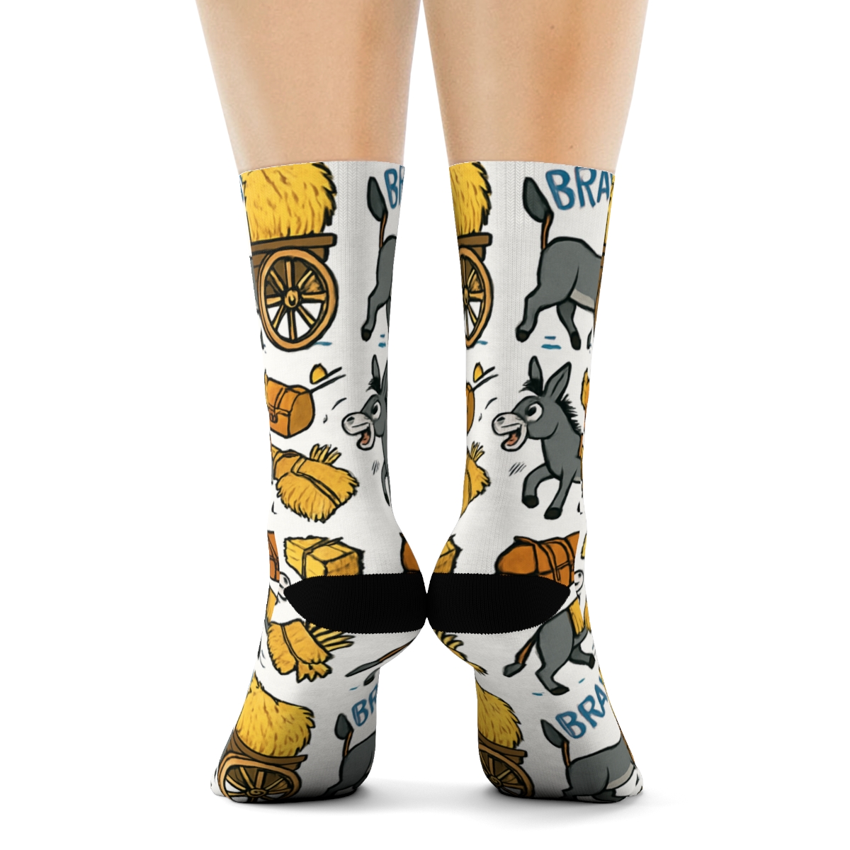 Market Day Cart Pattern, Playful Donkey Edition custom crew socks