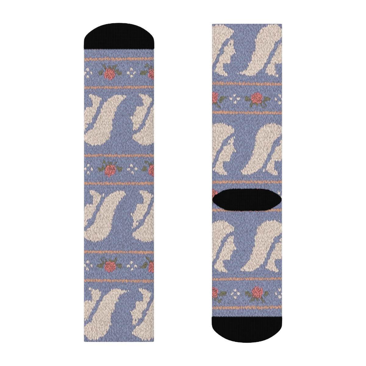 Mary Silhouette Wave Pattern unique graphic crew socks