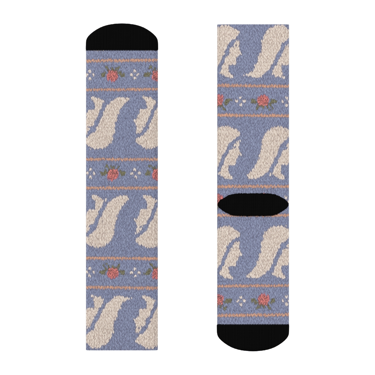 Mary Silhouette Wave Pattern unique graphic crew socks