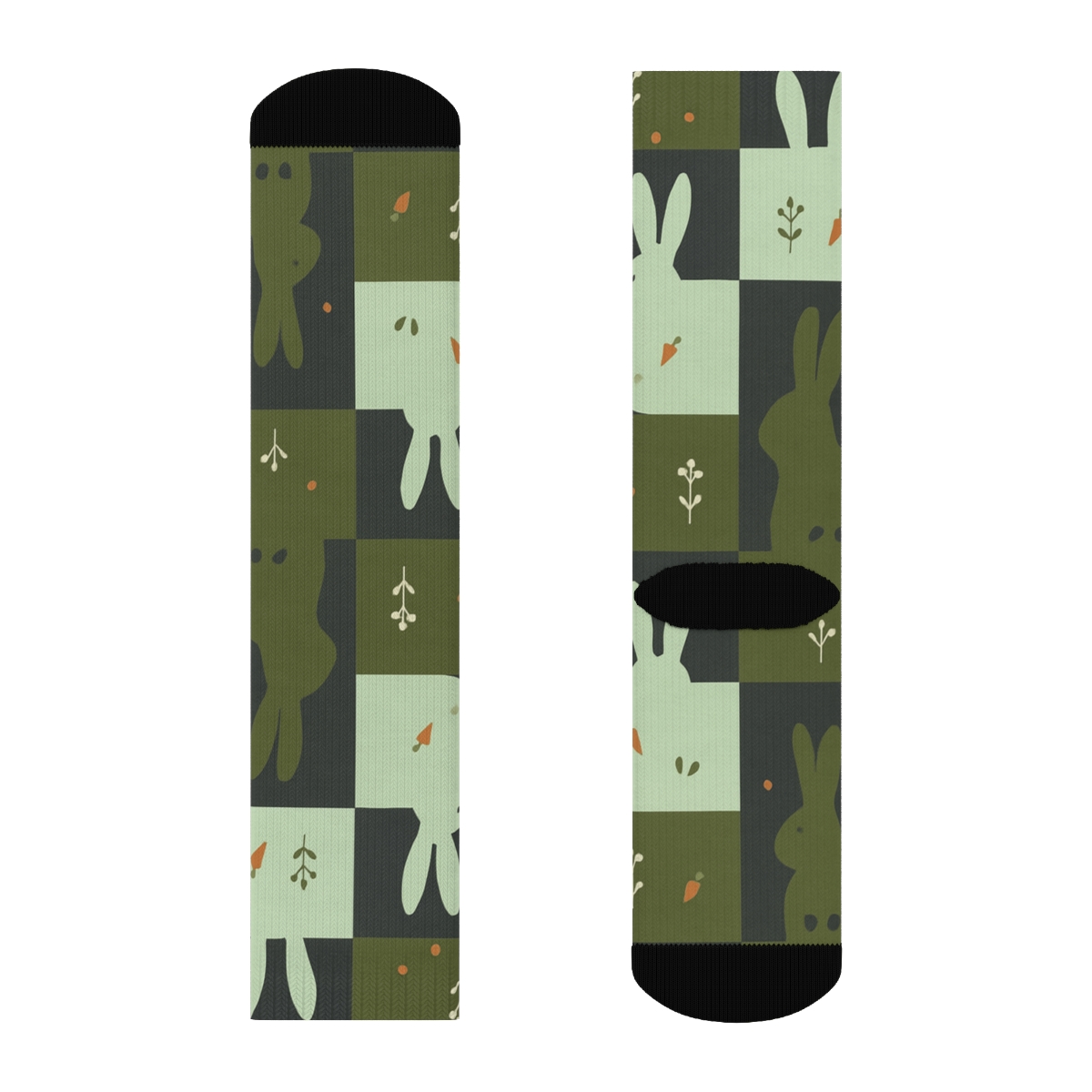 Meadow Tiles With Rabbit Silhouettes personalized crew socks